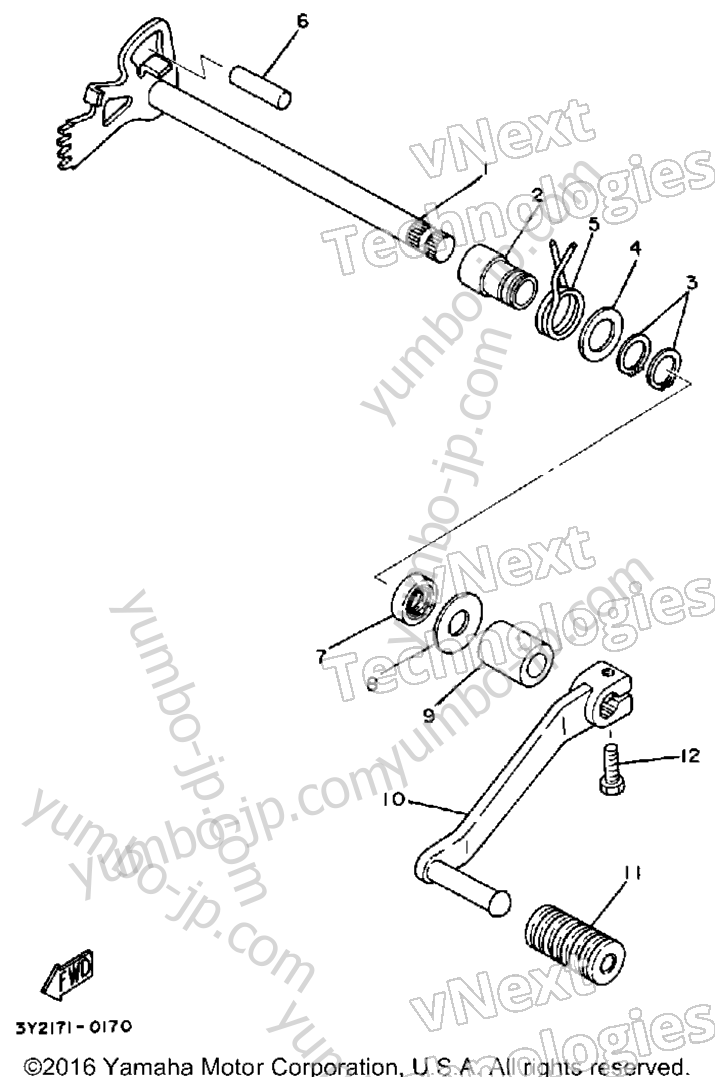 Shift Shaft Pedal для мотоциклов YAMAHA XT250 (XT250G_198) 1980 г.