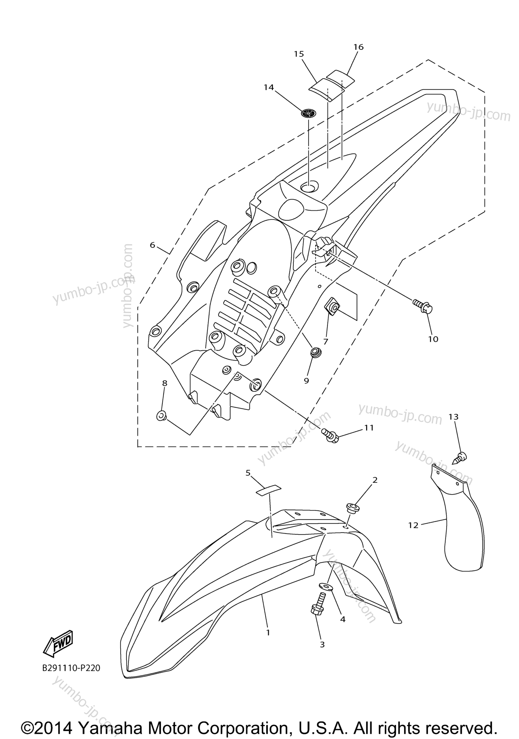 FENDER for motorcycles YAMAHA YZ250FX (YZ250FXF) 2015 year