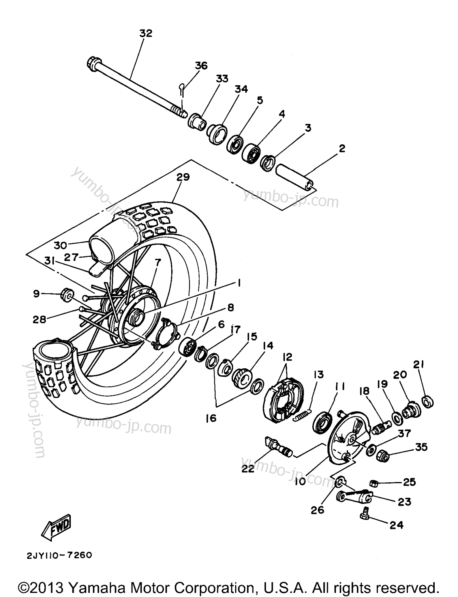 FRONT WHEEL for motorcycles YAMAHA TRAILWAY (TW200KC) CA 1998 year