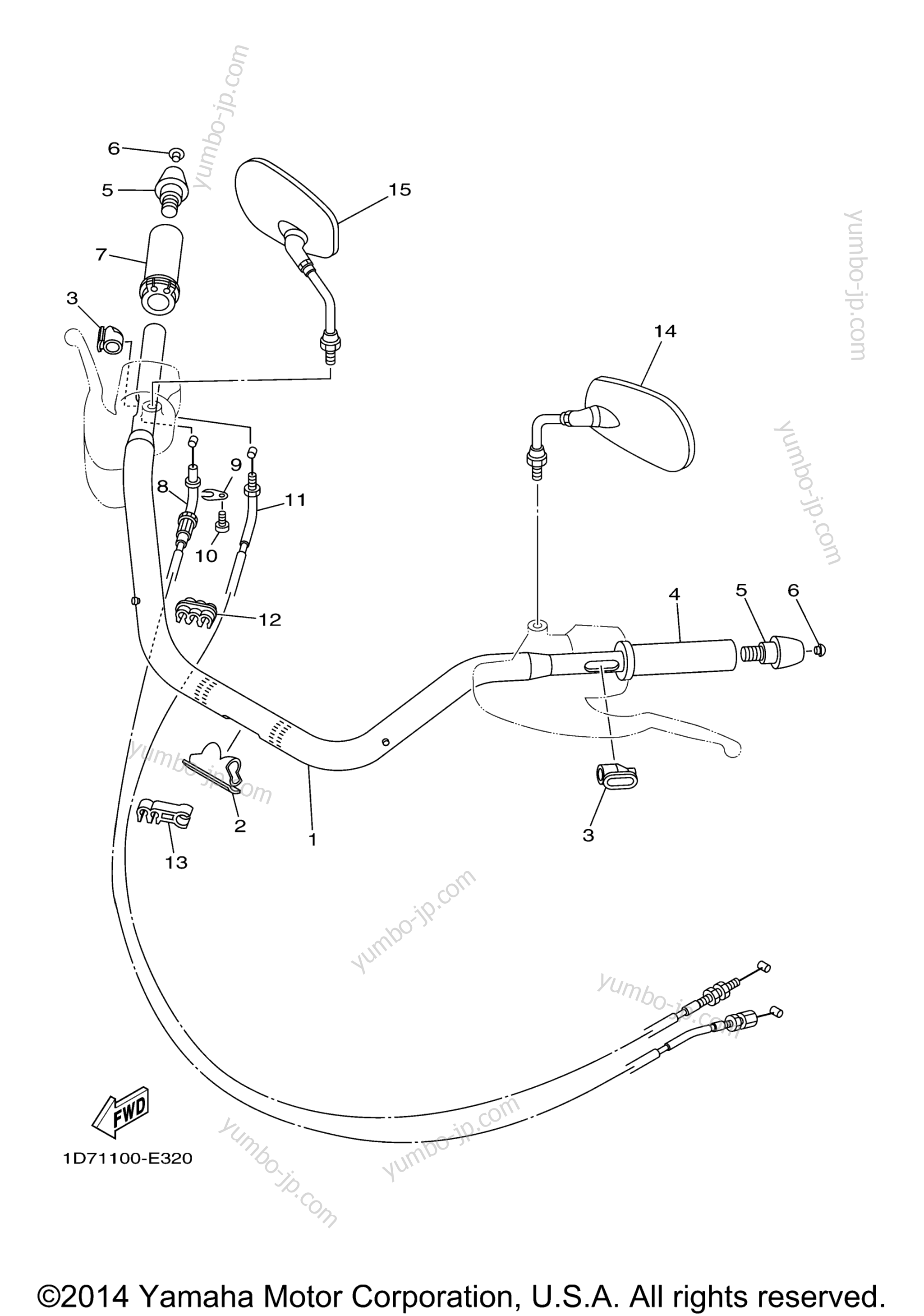 Steering Handle Cable для мотоциклов YAMAHA STRATOLINER MIDNIGHT (XV19CTMWC) CA 2007 г.
