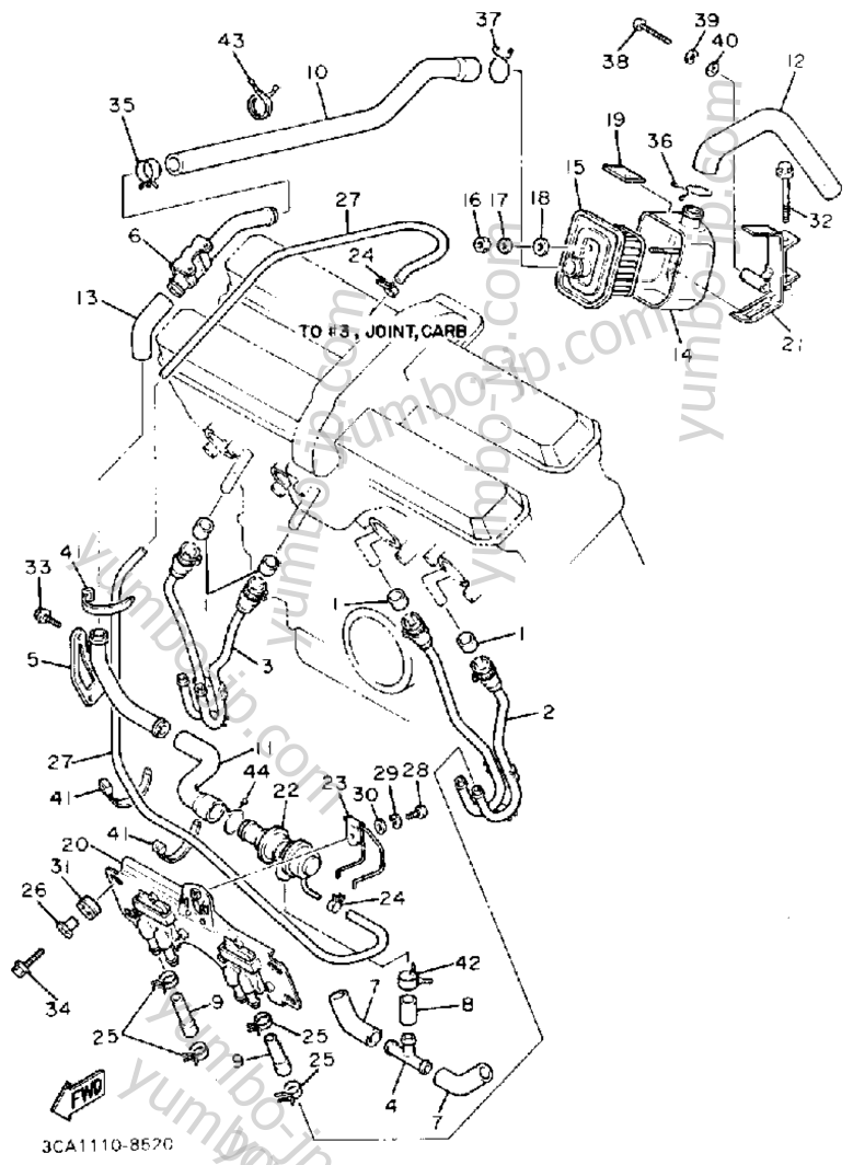 Air Induction System ( California Model Only) для мотоциклов YAMAHA FZR1000U 1988 г.