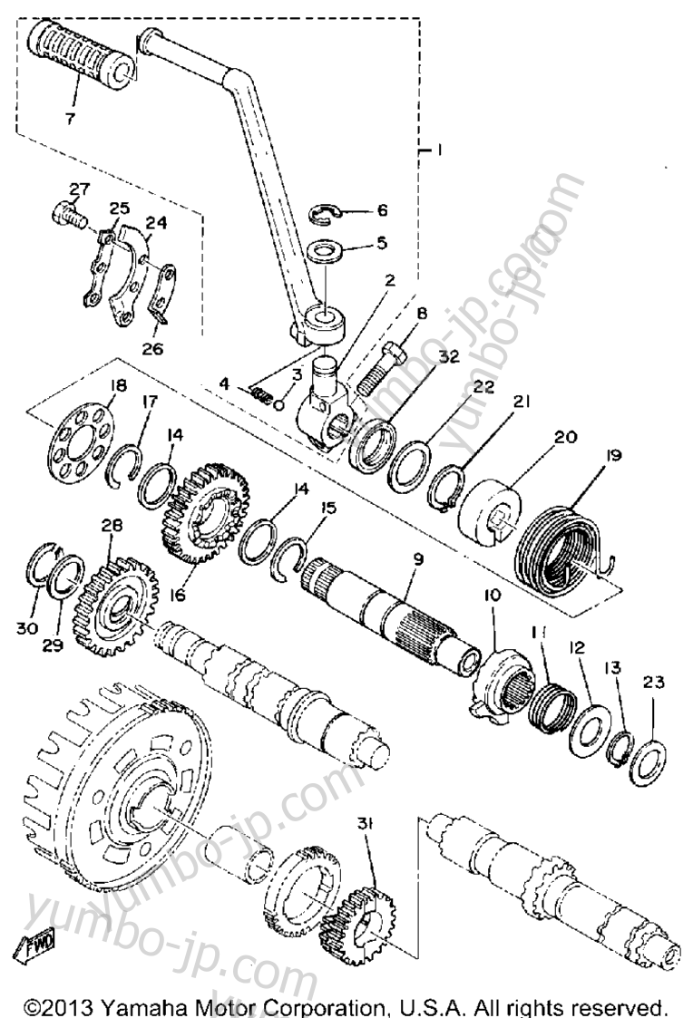 KICK STARTER для мотоциклов YAMAHA TT500H 1981 г.