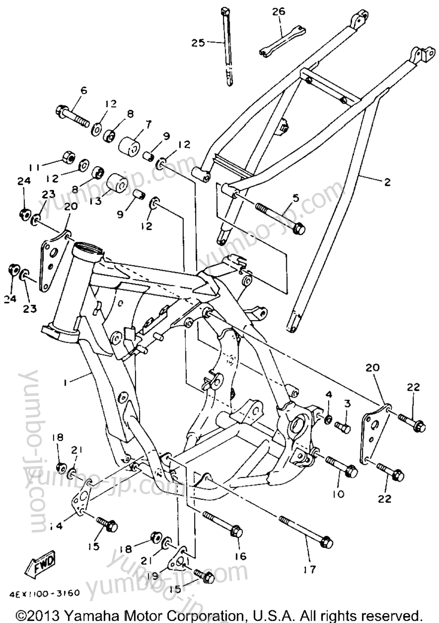 FRAME for motorcycles YAMAHA YZ125E 1993 year