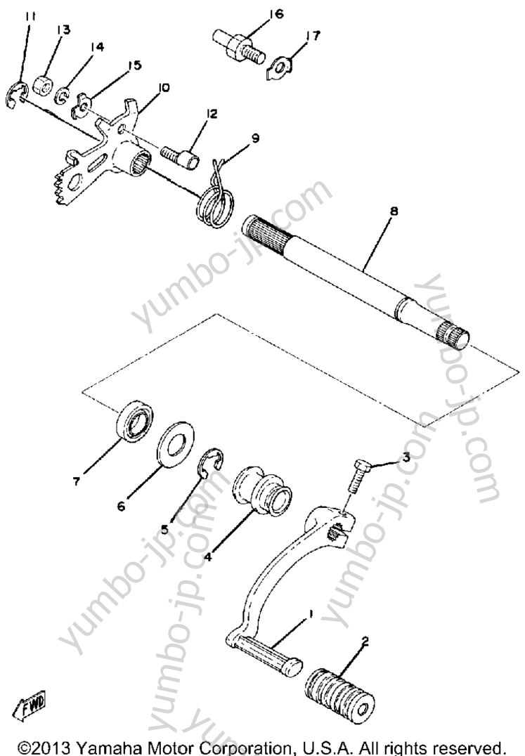 SHIFT SHAFT for motorcycles YAMAHA TT500C 1976 year