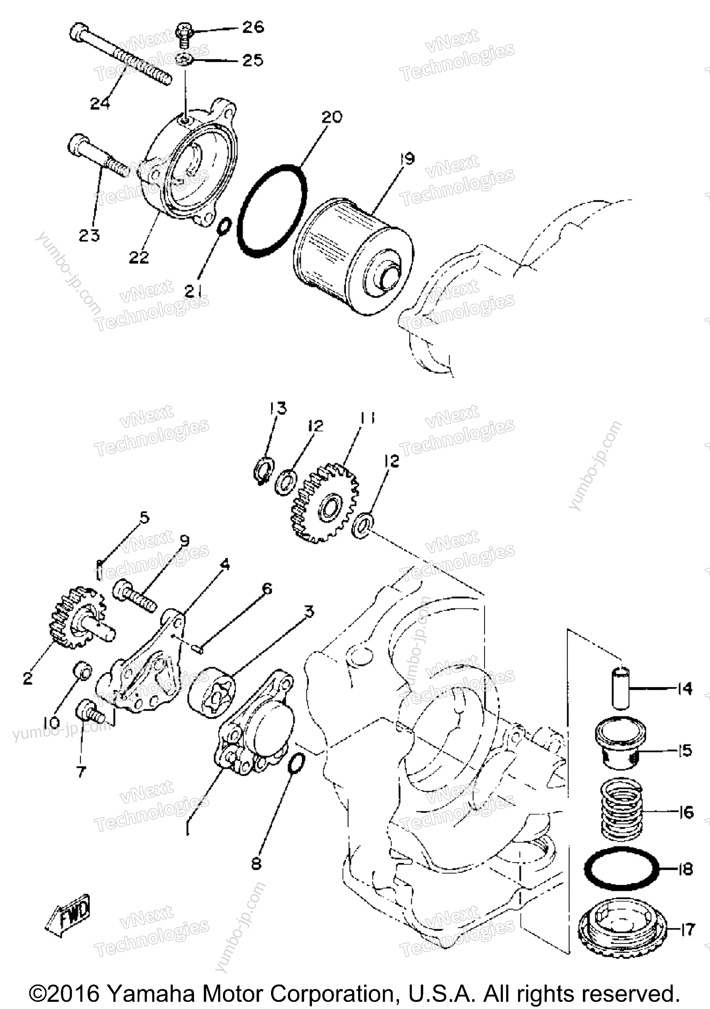 Масляный насос для мотоциклов YAMAHA XT250 (XT250G_198) 1980 г.