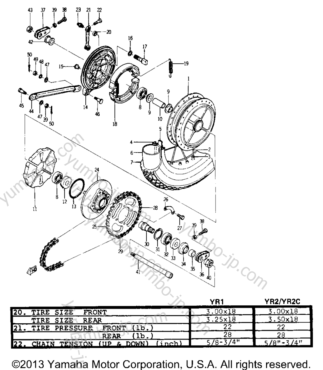 REAR WHEEL для мотоциклов YAMAHA YR1 1967 г.