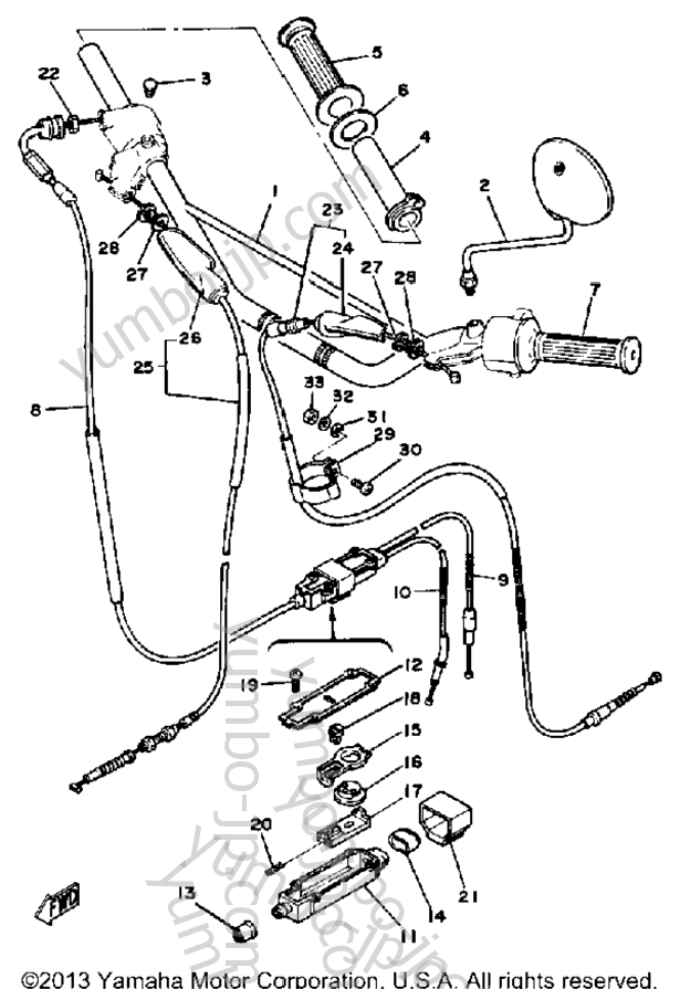 Handlebar - Cable для мотоциклов YAMAHA DT175H 1981 г.