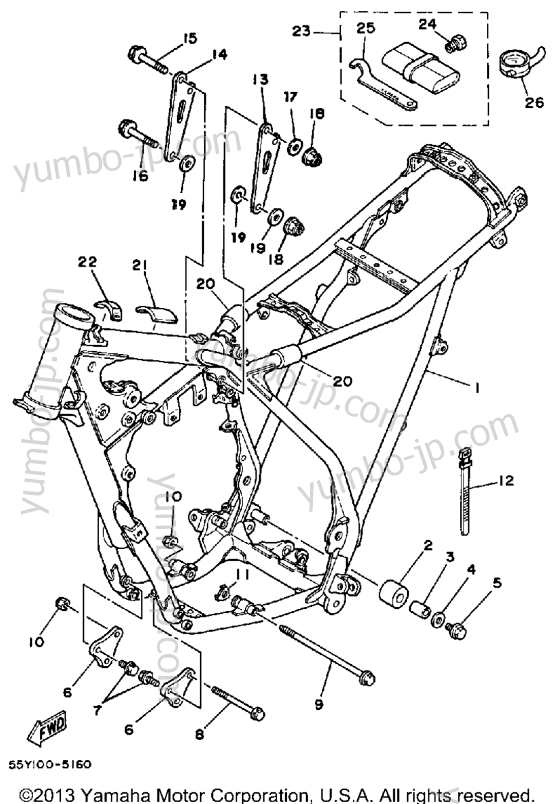 FRAME for motorcycles YAMAHA YZ125 (YZ125N) 1985 year