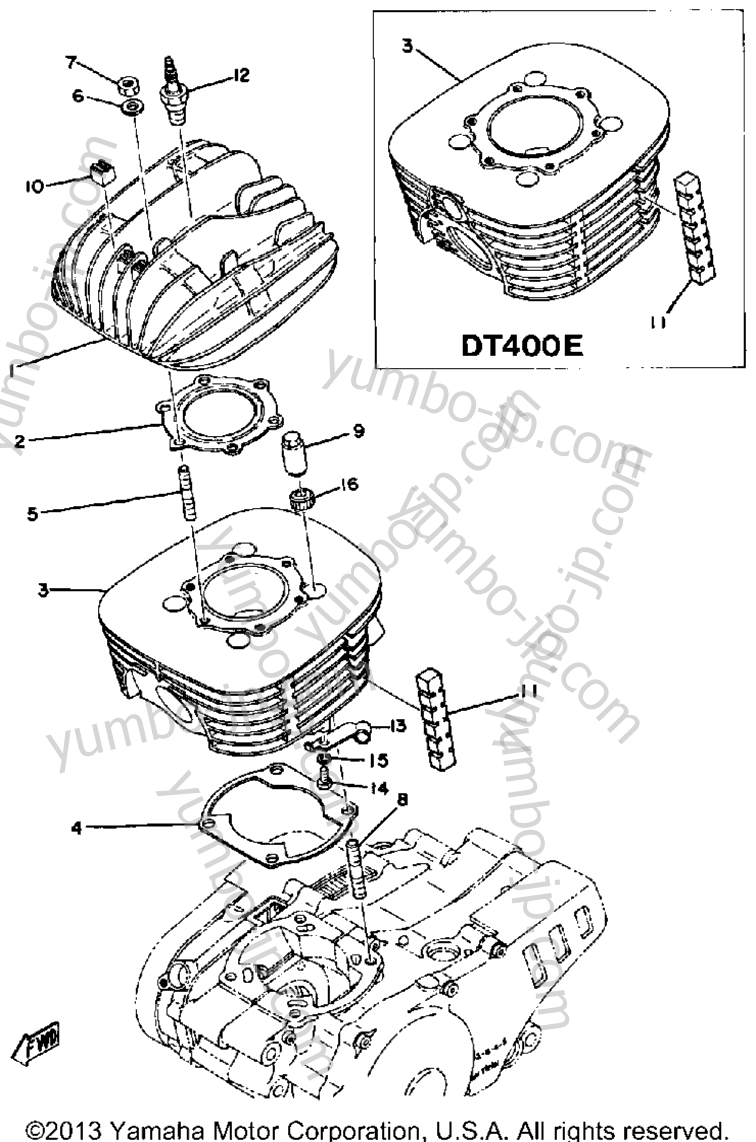 Блок цилиндров / Головка блока цилиндров для мотоциклов YAMAHA DT250E 1978 г.