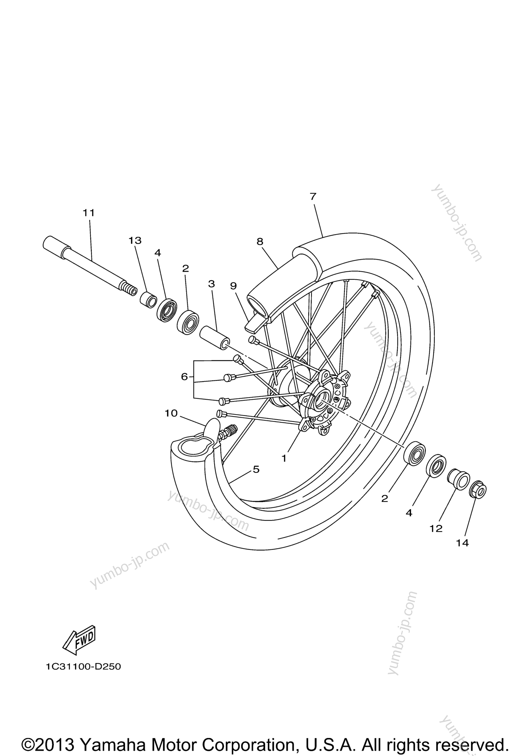 FRONT WHEEL for motorcycles YAMAHA YZ125 (YZ125V) 2006 year