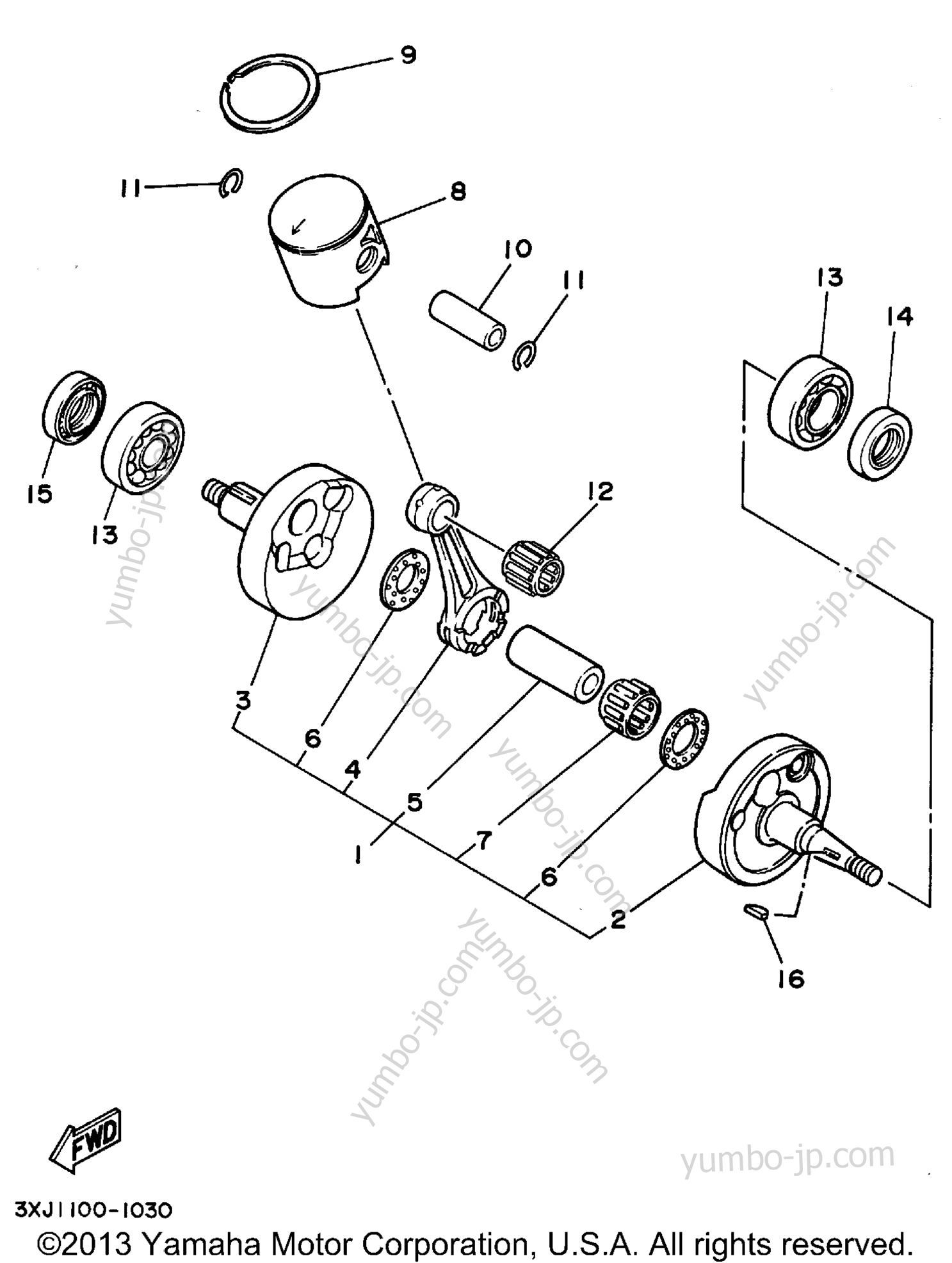 Crankshaft - Piston for motorcycles YAMAHA YZ125F1 1994 year