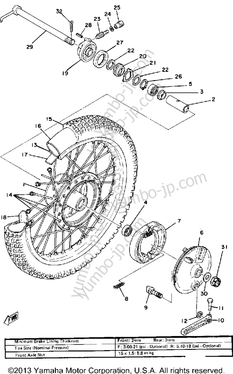 FRONT WHEEL для мотоциклов YAMAHA IT425G 1980 г.