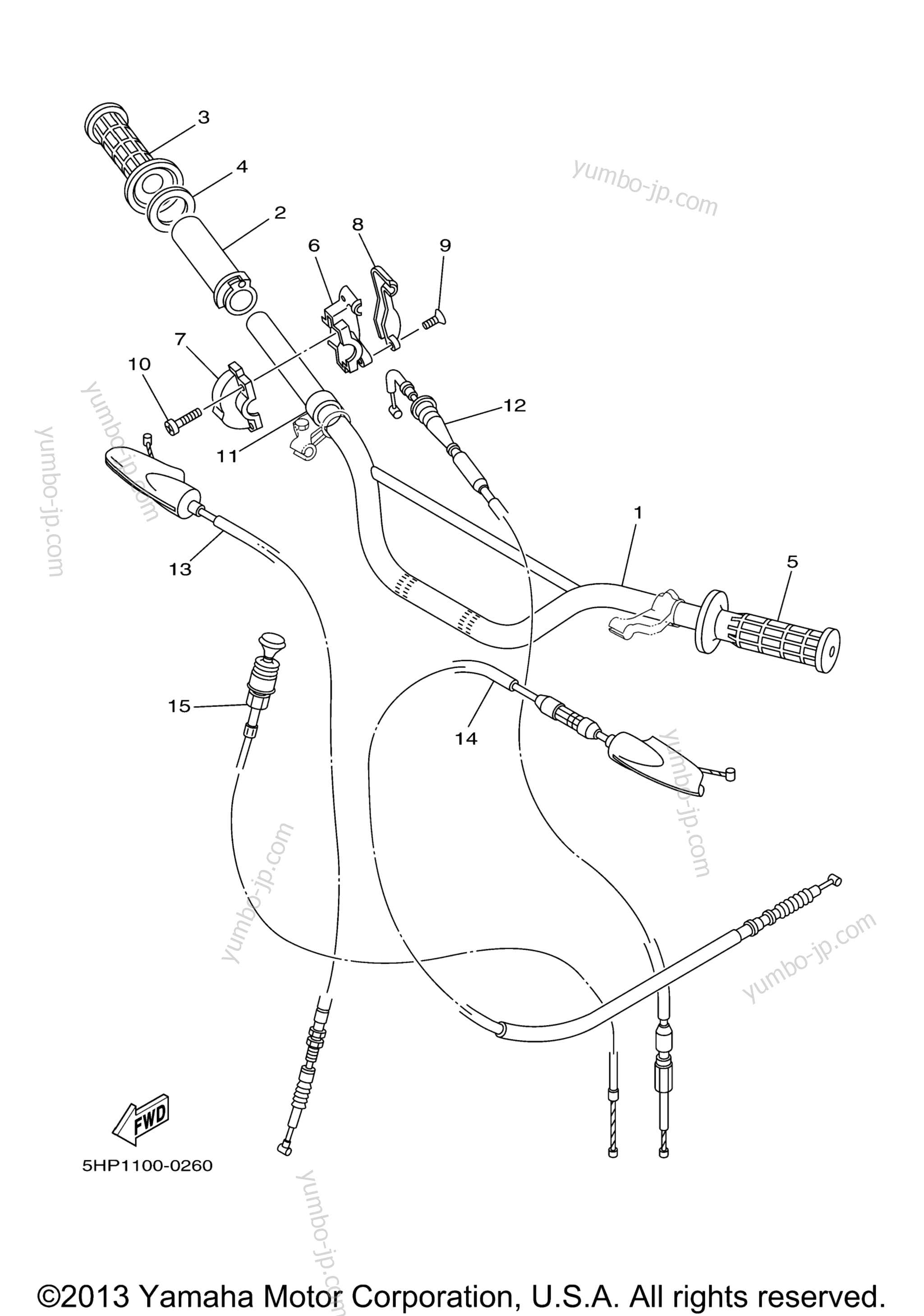Steering Handle Cable для мотоциклов YAMAHA TT-R125E (TTR125LES) 2004 г.