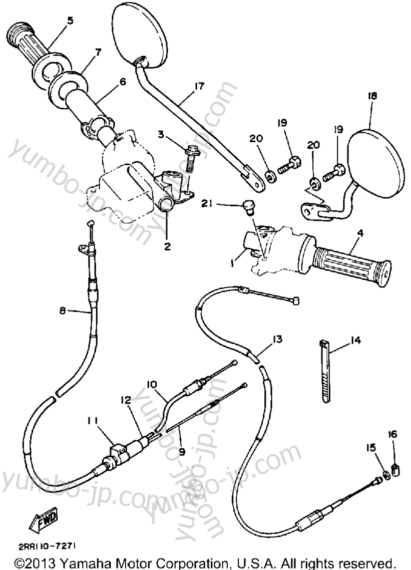 Handlebar Cable for motorcycles YAMAHA YSR50U 1988 year