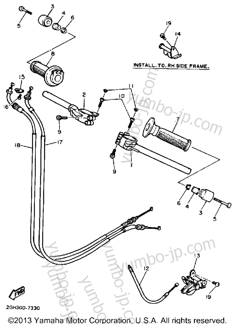 Handlebar Cable for motorcycles YAMAHA FZR1000TC CA 1987 year