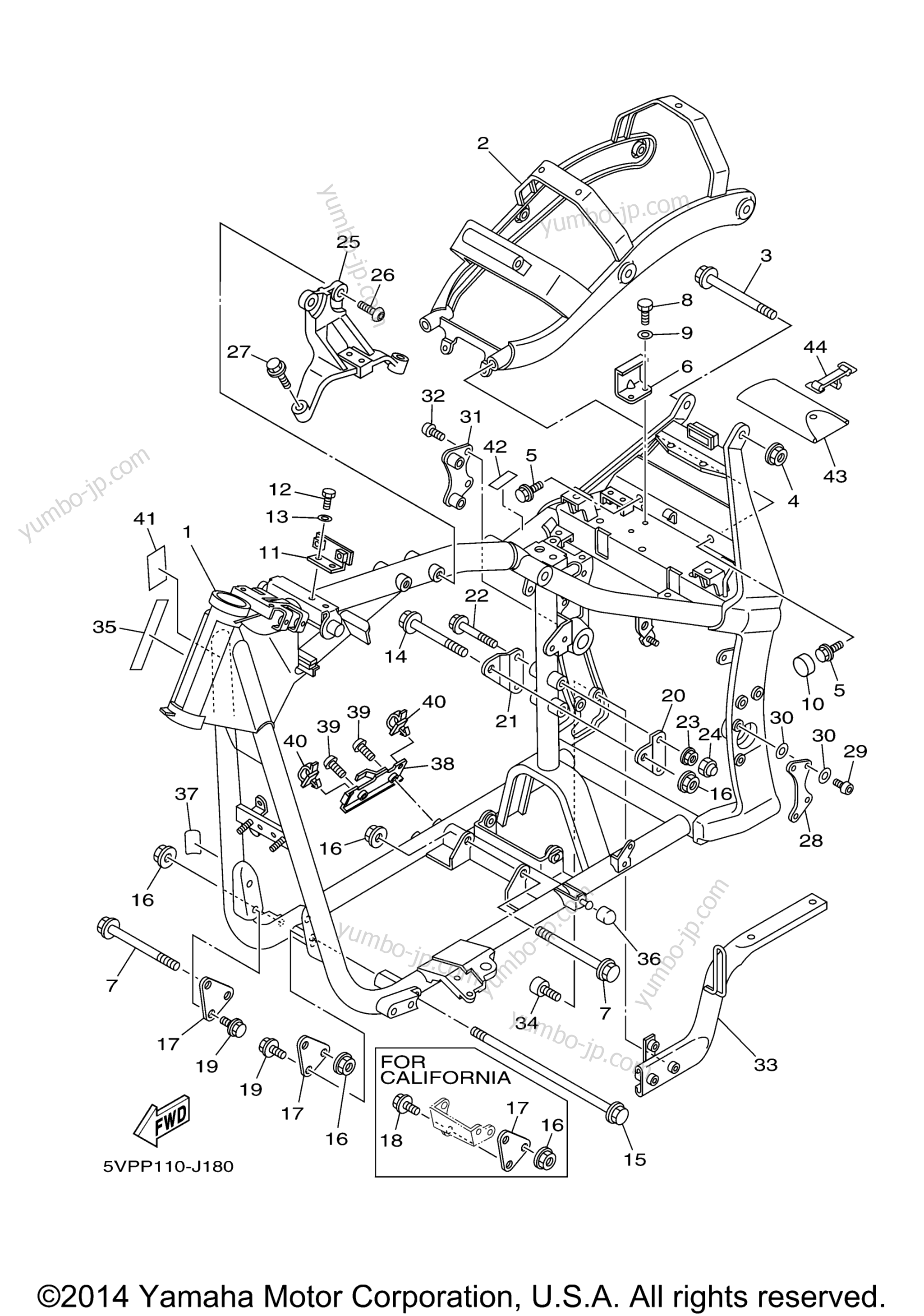 FRAME for motorcycles YAMAHA ROAD STAR SILVERADO S (XV17ATSEG) 2014 year