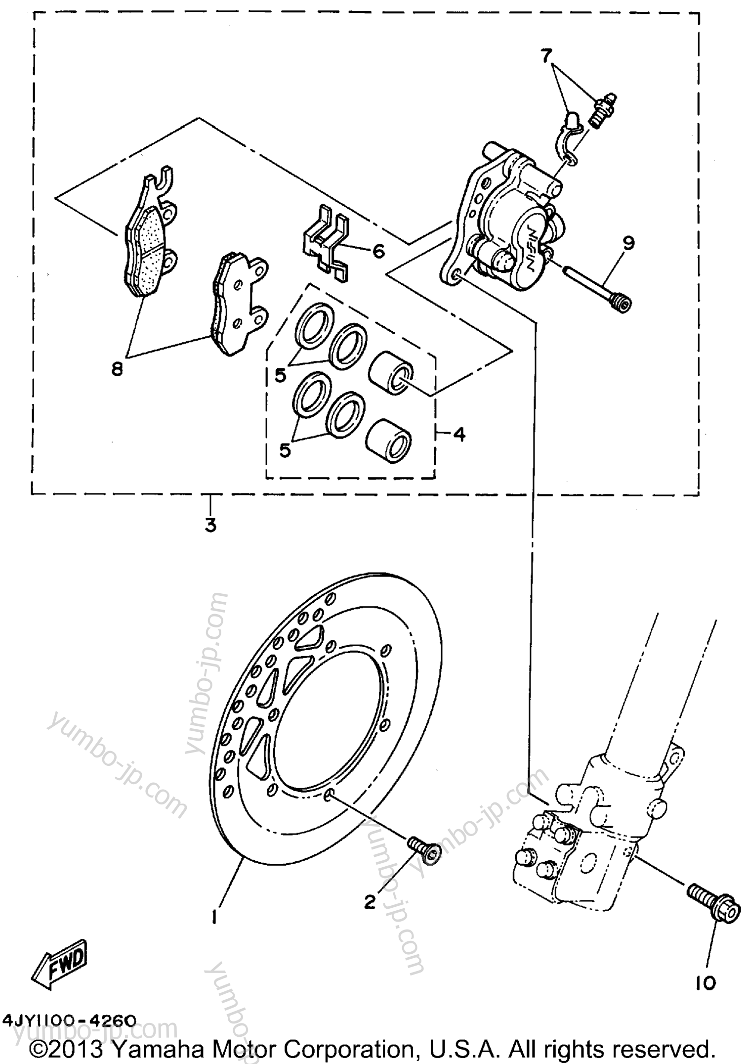 FRONT BRAKE CALIPER для мотоциклов YAMAHA YZ125F1 1994 г.