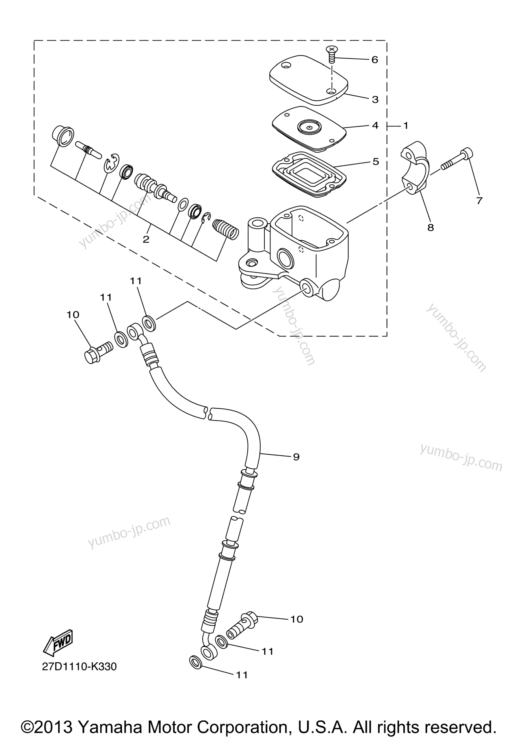 FRONT MASTER CYLINDER для мотоциклов YAMAHA STRYKER (XVS13CACL) CA 2011 г.