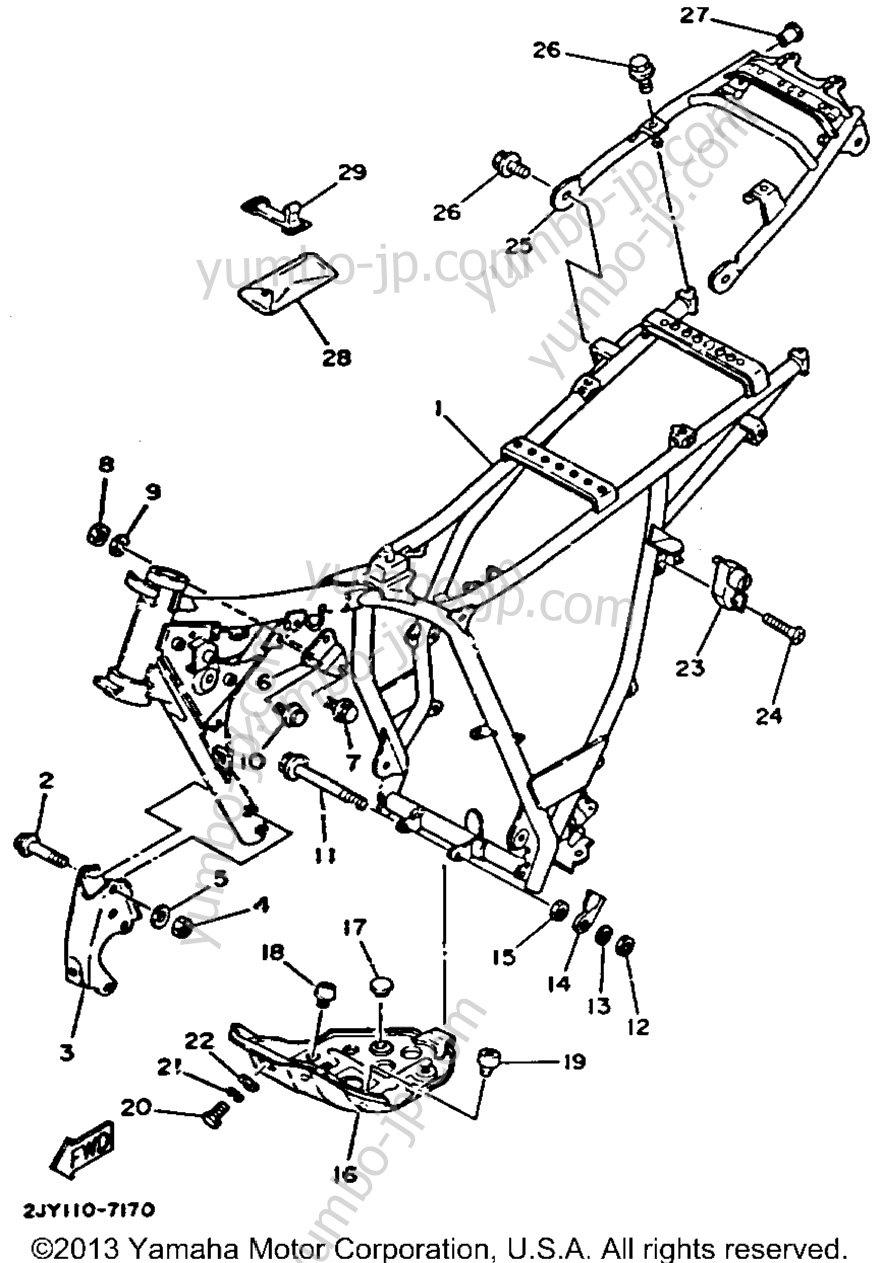 FRAME for motorcycles YAMAHA TRAILWAY (TW200T) 1987 year