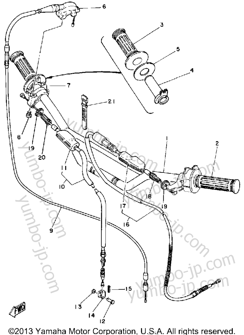 Handlebar - Cable для мотоциклов YAMAHA IT125G 1980 г.
