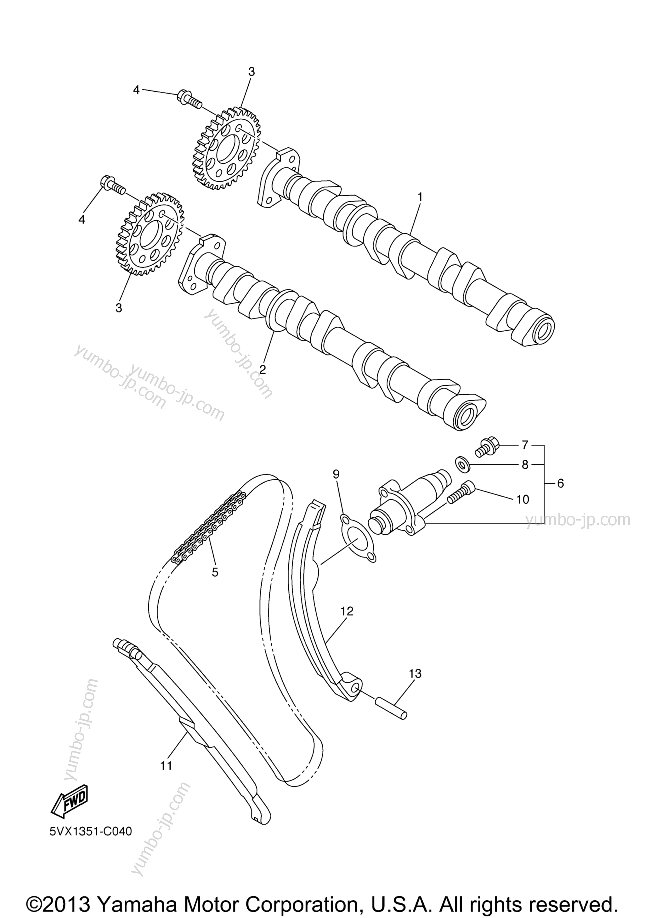 Camshaft Chain for motorcycles YAMAHA FZ6 (FZS6T) 2005 year