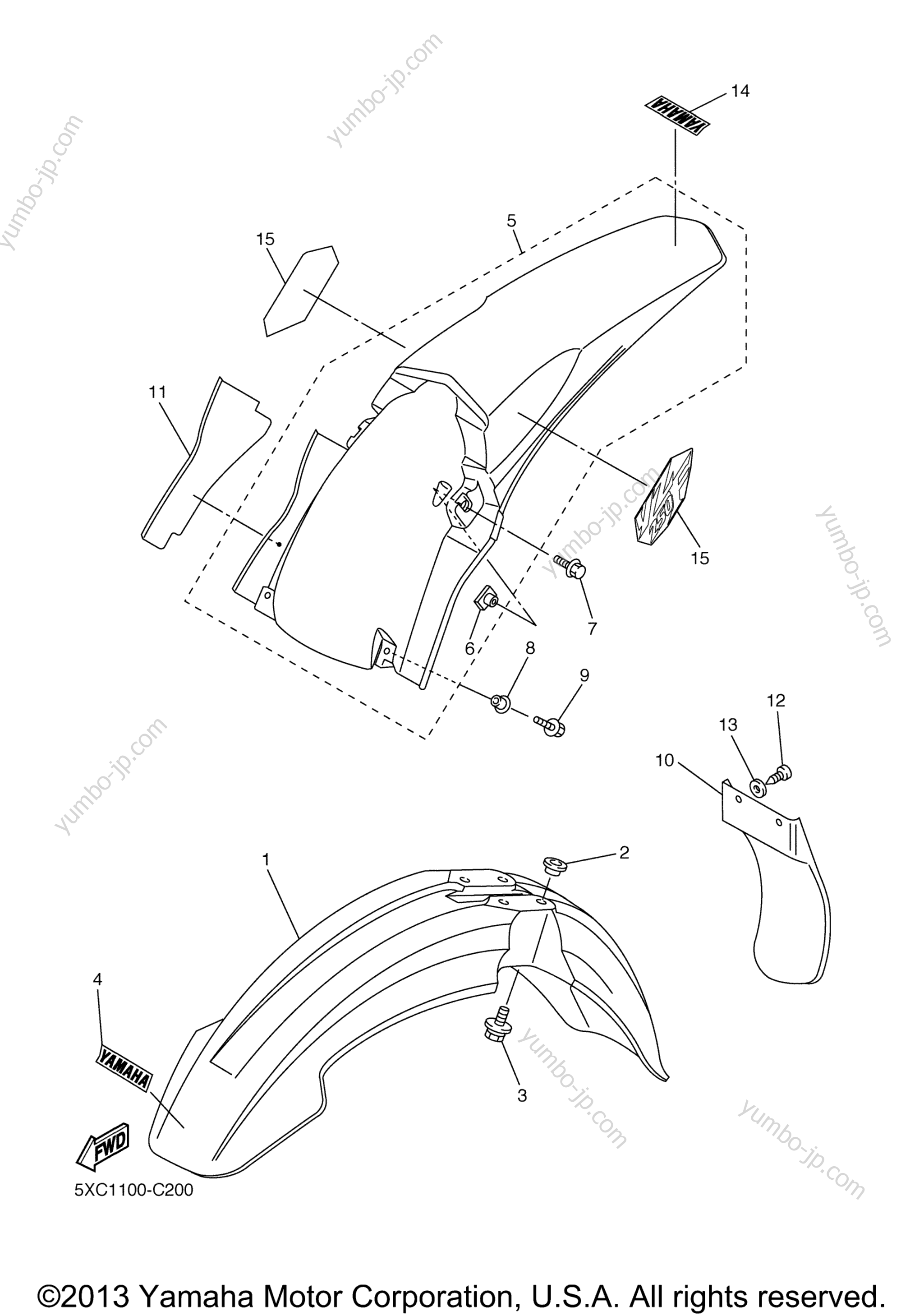 FENDER for motorcycles YAMAHA YZ250F (YZ250FT) 2005 year