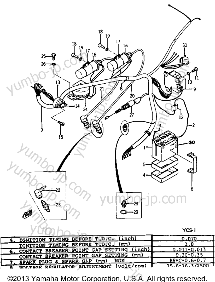 ELECTRICAL SYSTEM for motorcycles YAMAHA YCS1 1968 year