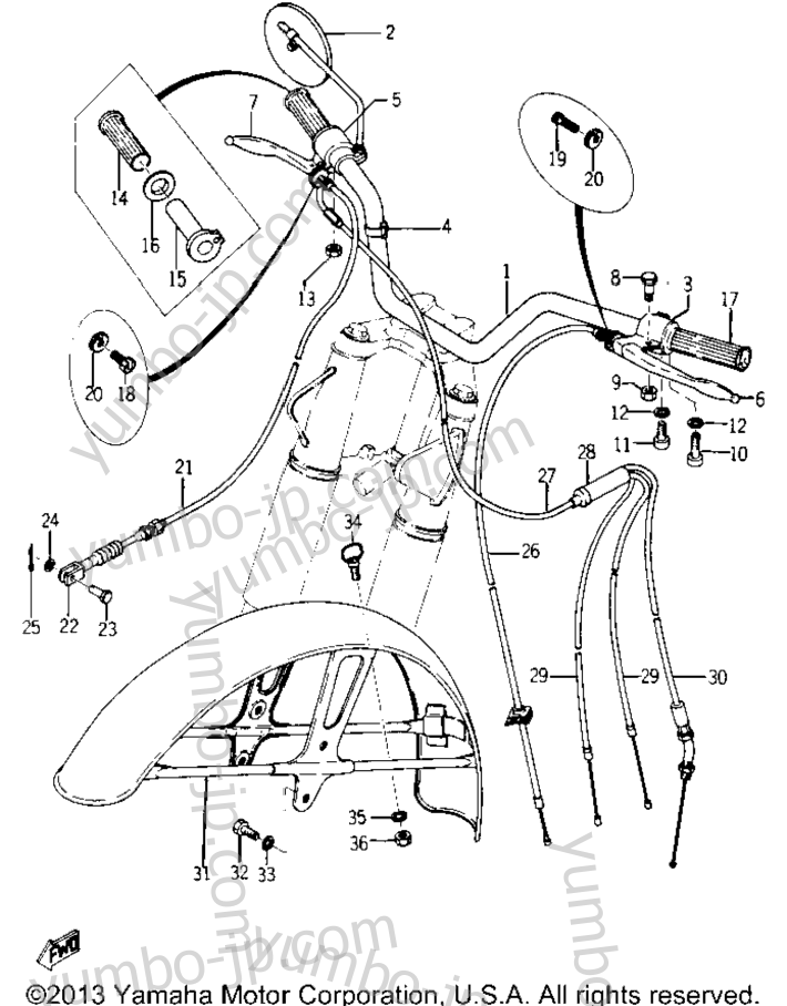 Handle Wire - Front Fender для мотоциклов YAMAHA YR1 1967 г.