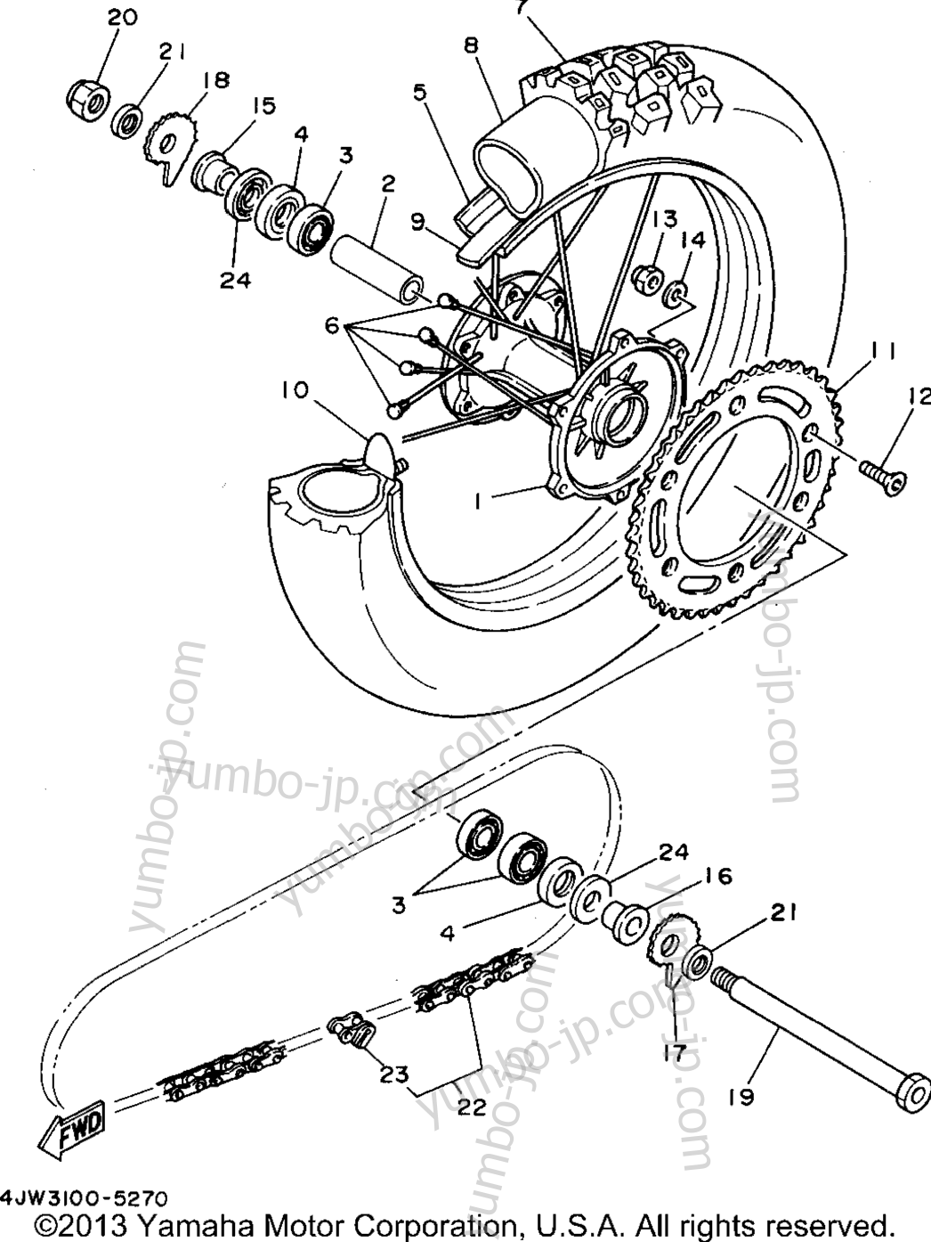 REAR WHEEL для мотоциклов YAMAHA WR250ZG 1995 г.