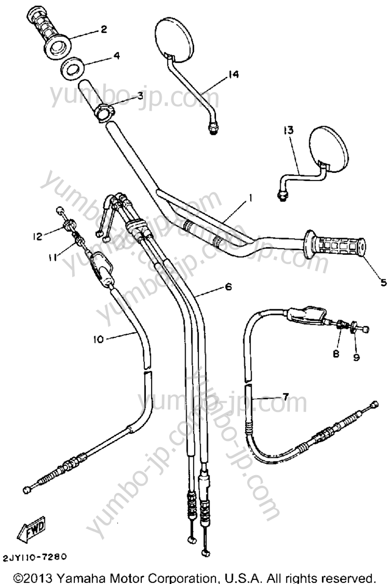 Handlebar Cable для мотоциклов YAMAHA TRAILWAY (TW200W) 1989 г.