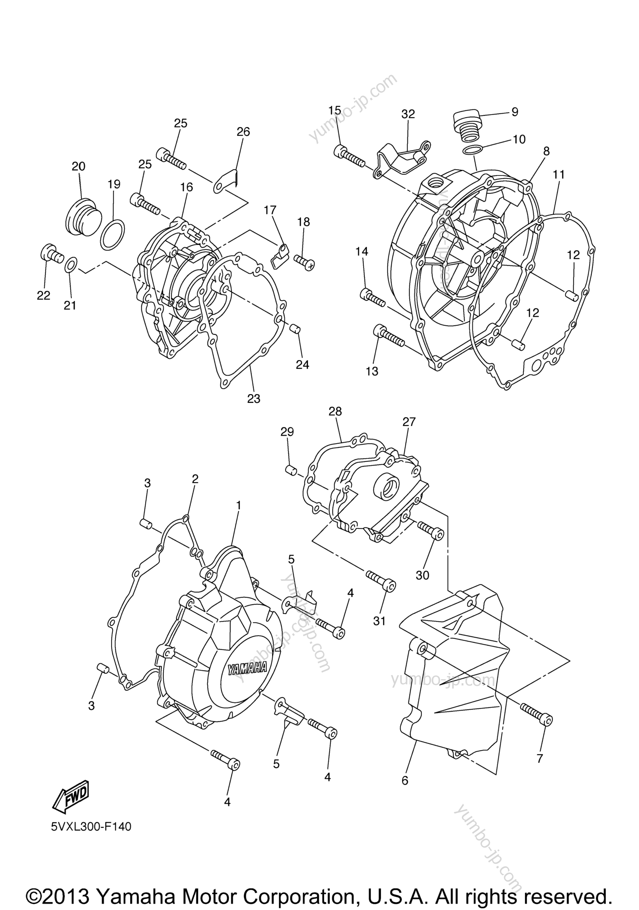 Crankcase Cover 1 для мотоциклов YAMAHA FZ6 (FZS6XB) 2008 г.