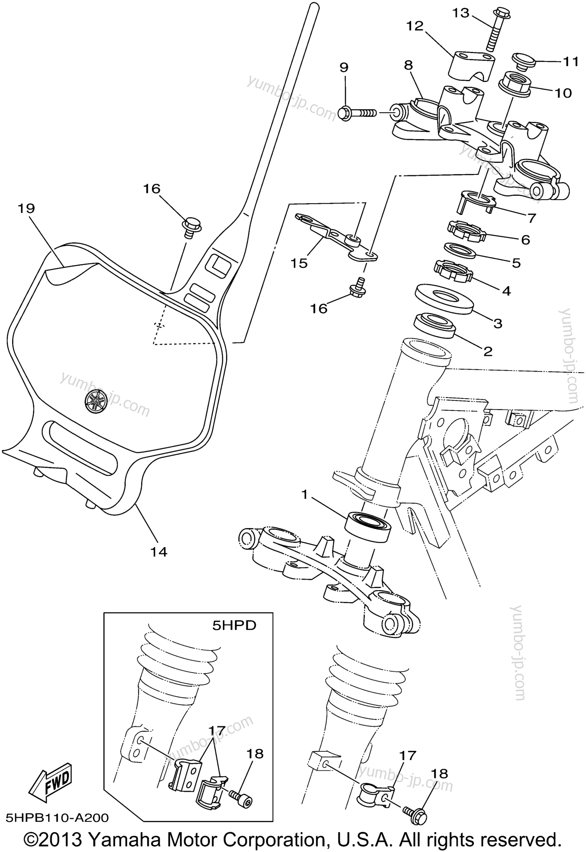 Steering для мотоциклов YAMAHA TTR125 (TTR125P) 2002 г.