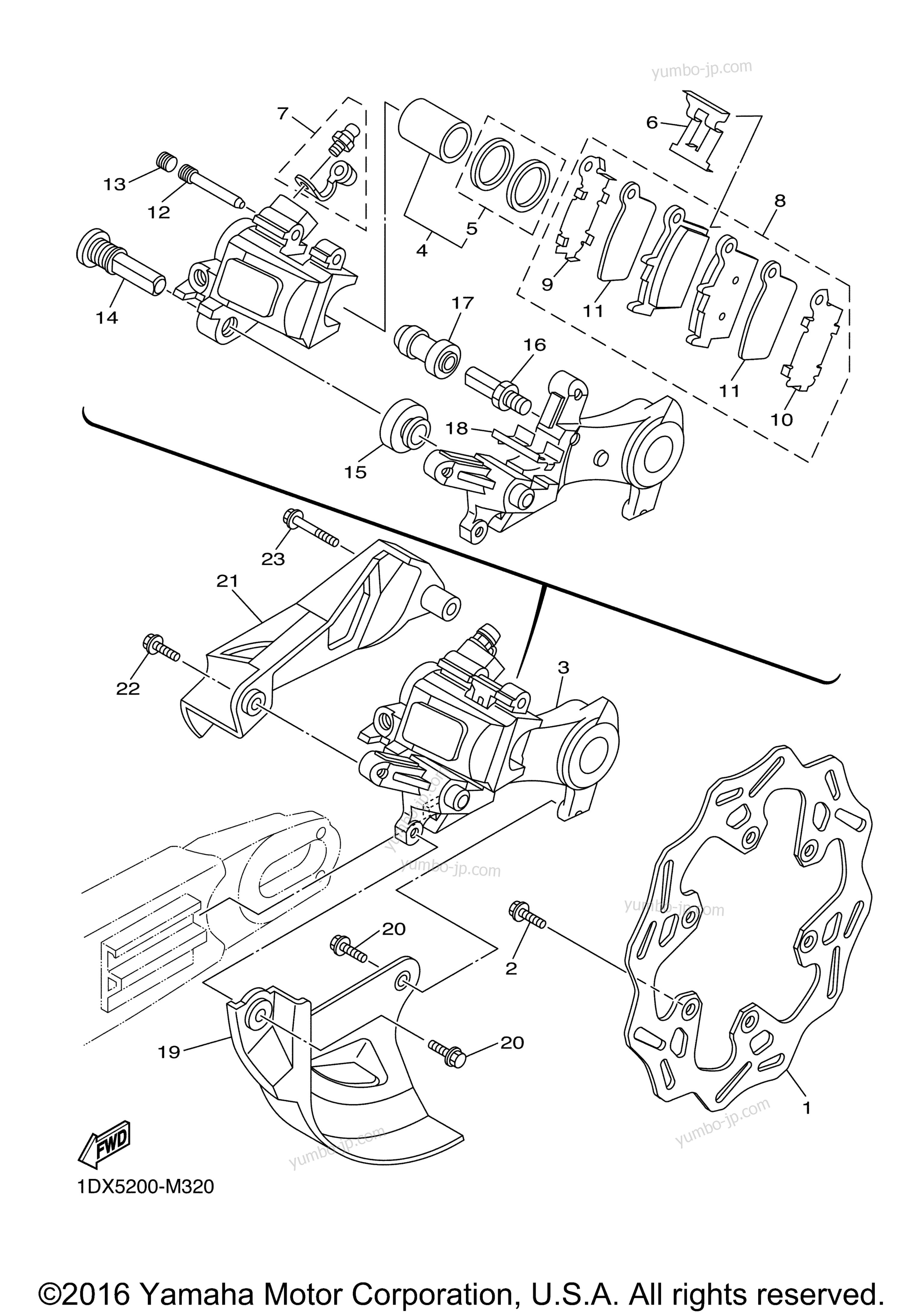 REAR BRAKE CALIPER для мотоциклов YAMAHA YZ125 (YZ125H2) 2017 г.