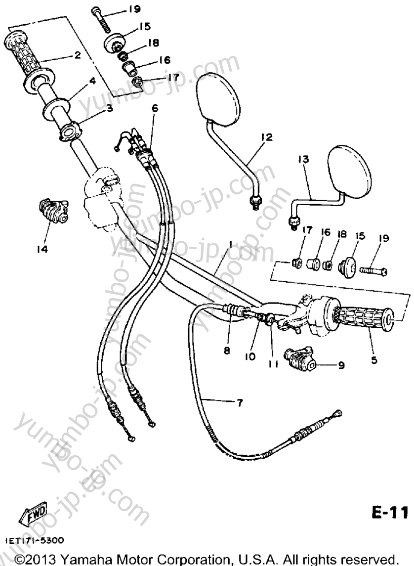 Steering Handle - Cable для мотоциклов YAMAHA XT350NC CA 1985 г.