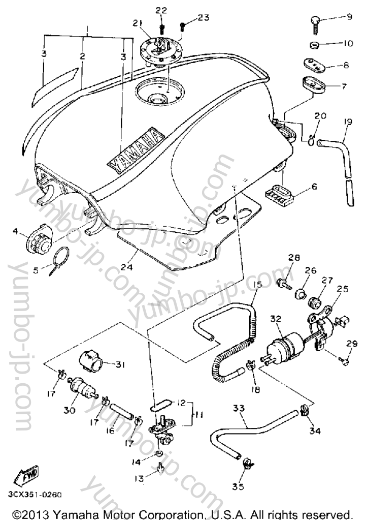 Fuel Tank Non California Model for motorcycles YAMAHA FJ1200A 1990 year