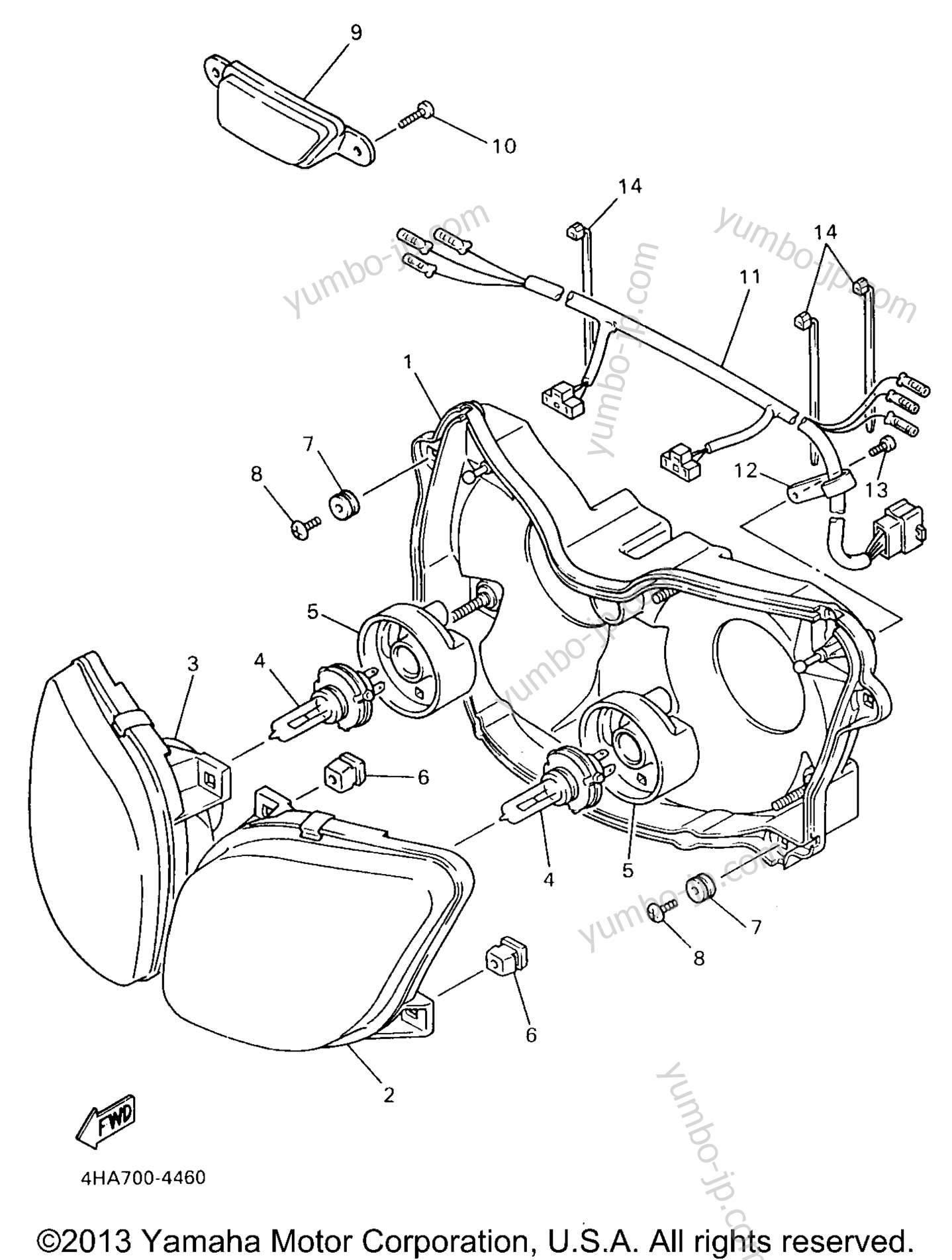 HEADLIGHT для мотоциклов YAMAHA YZF750 (YZF750RJC) CA 1997 г.