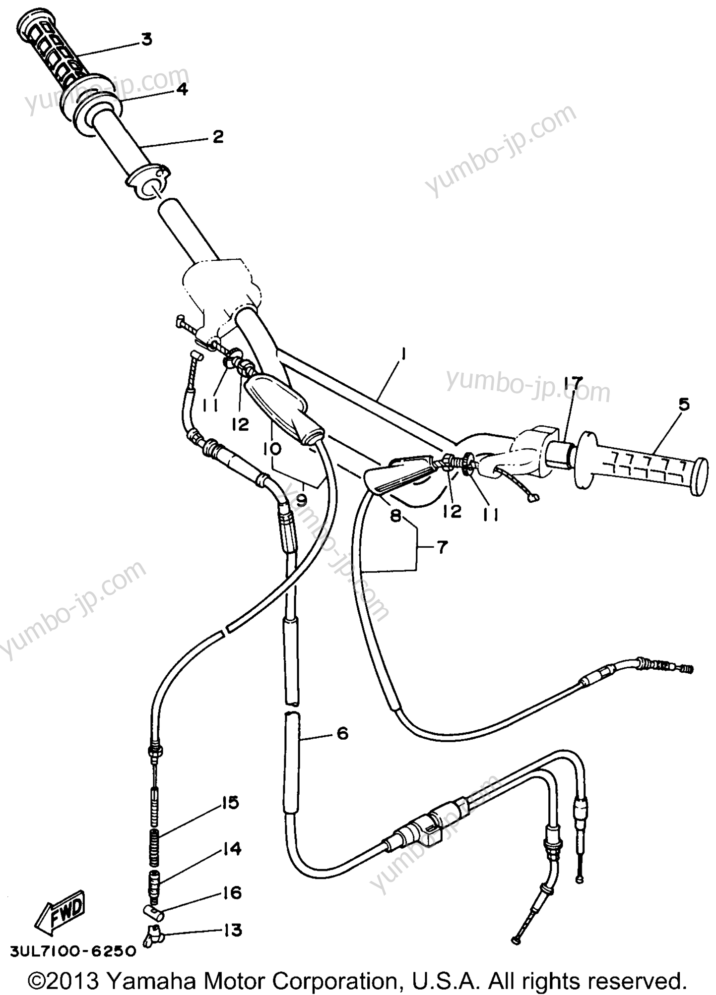 Steering Handle - Cable для мотоциклов YAMAHA RT100H 1996 г.