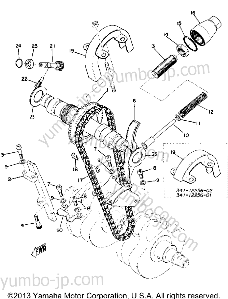 Camshaft - Chain Tensioner for motorcycles YAMAHA TX750A 1974 year