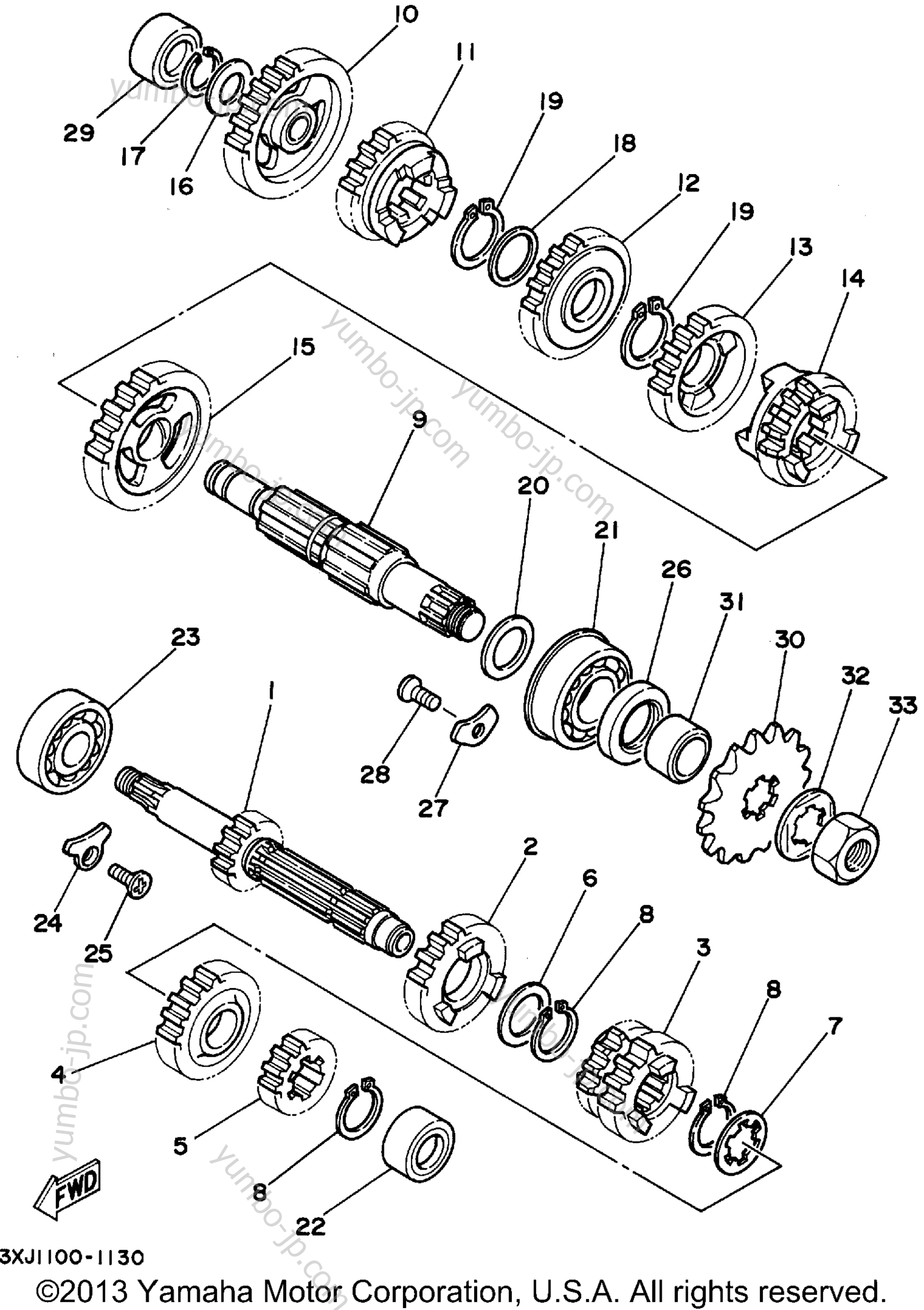 TRANSMISSION for motorcycles YAMAHA YZ125F1 1994 year