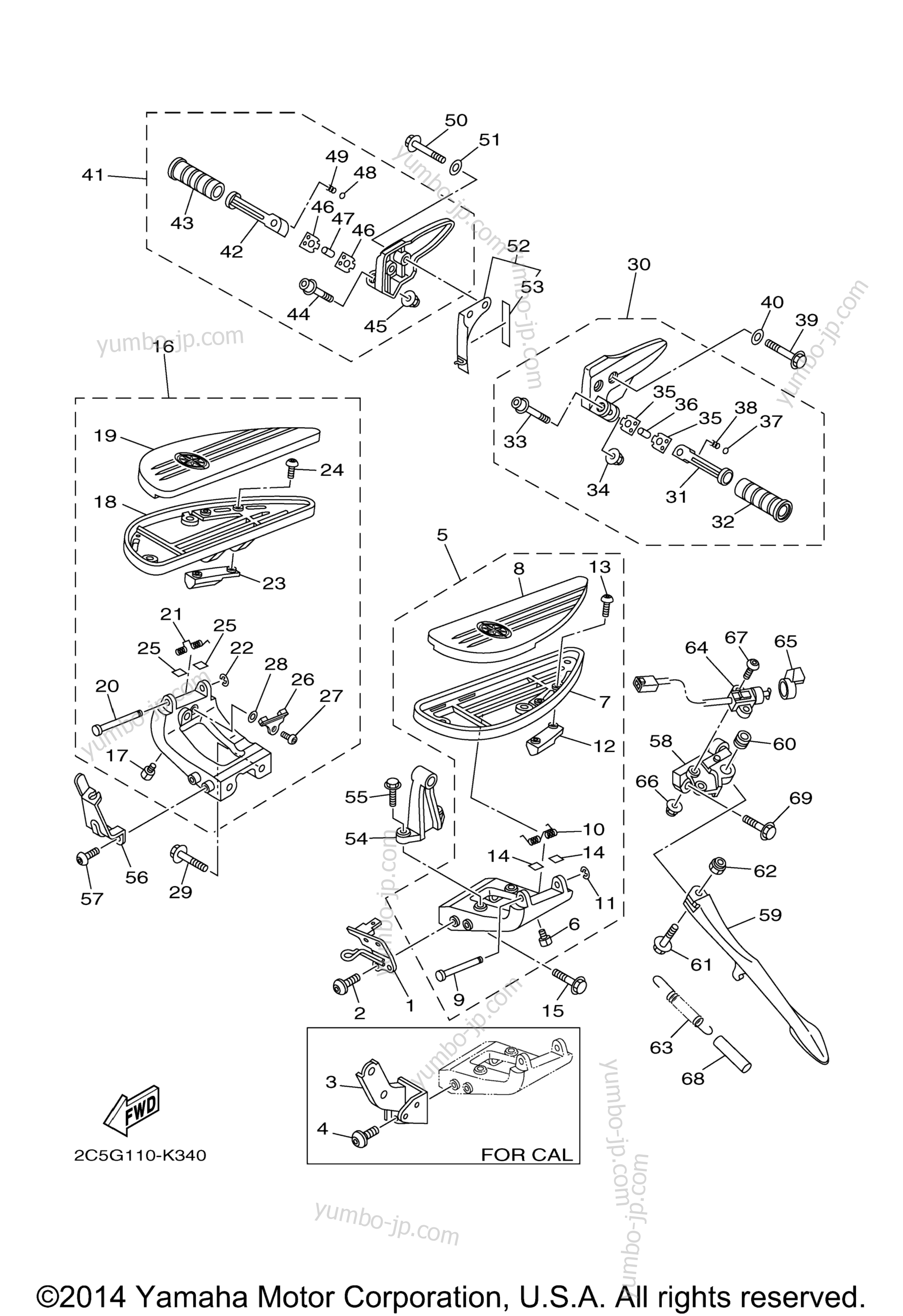 Stand Footrest для мотоциклов YAMAHA STRATOLINER S (XV19CTSDL) 2013 г.