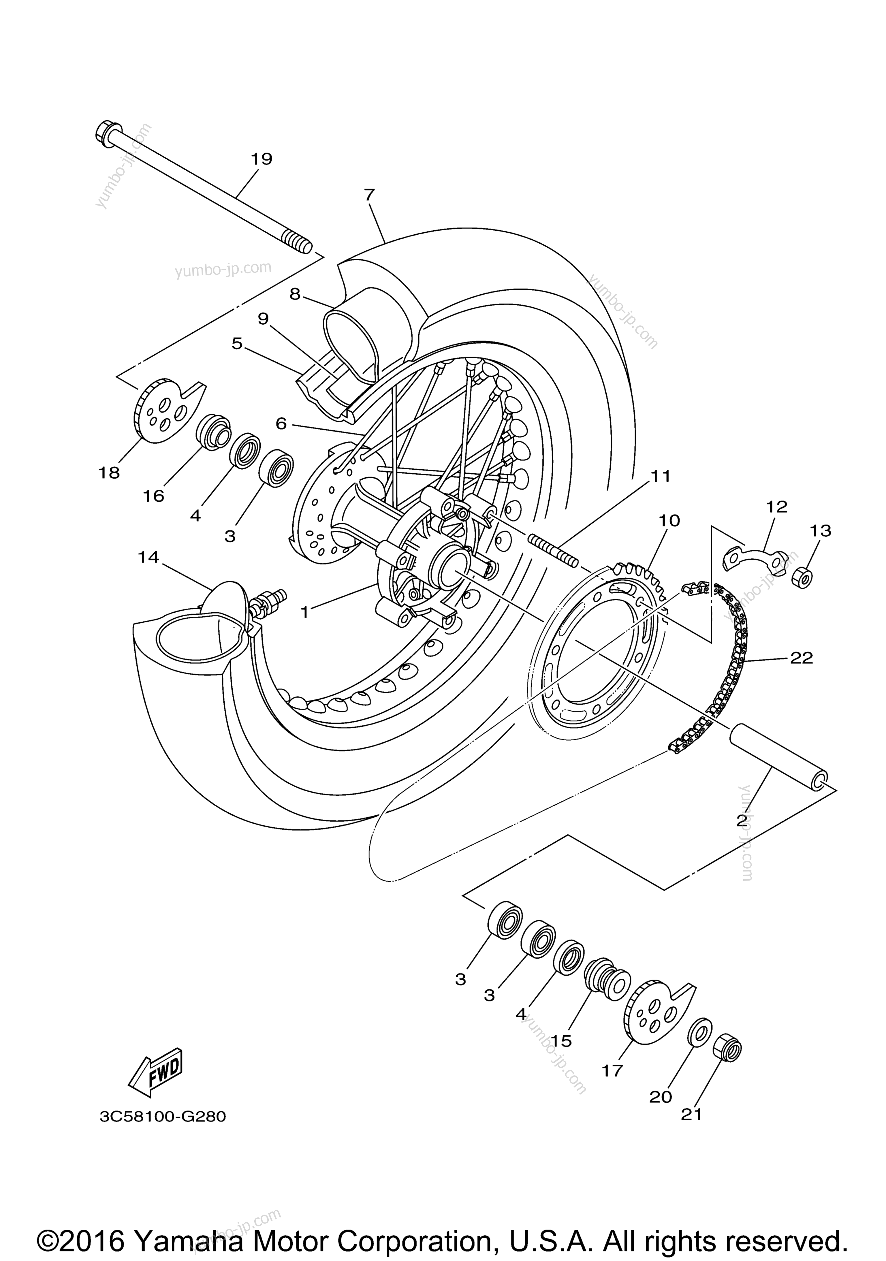 REAR WHEEL для мотоциклов YAMAHA XT250 (XT250G) 2016 г.