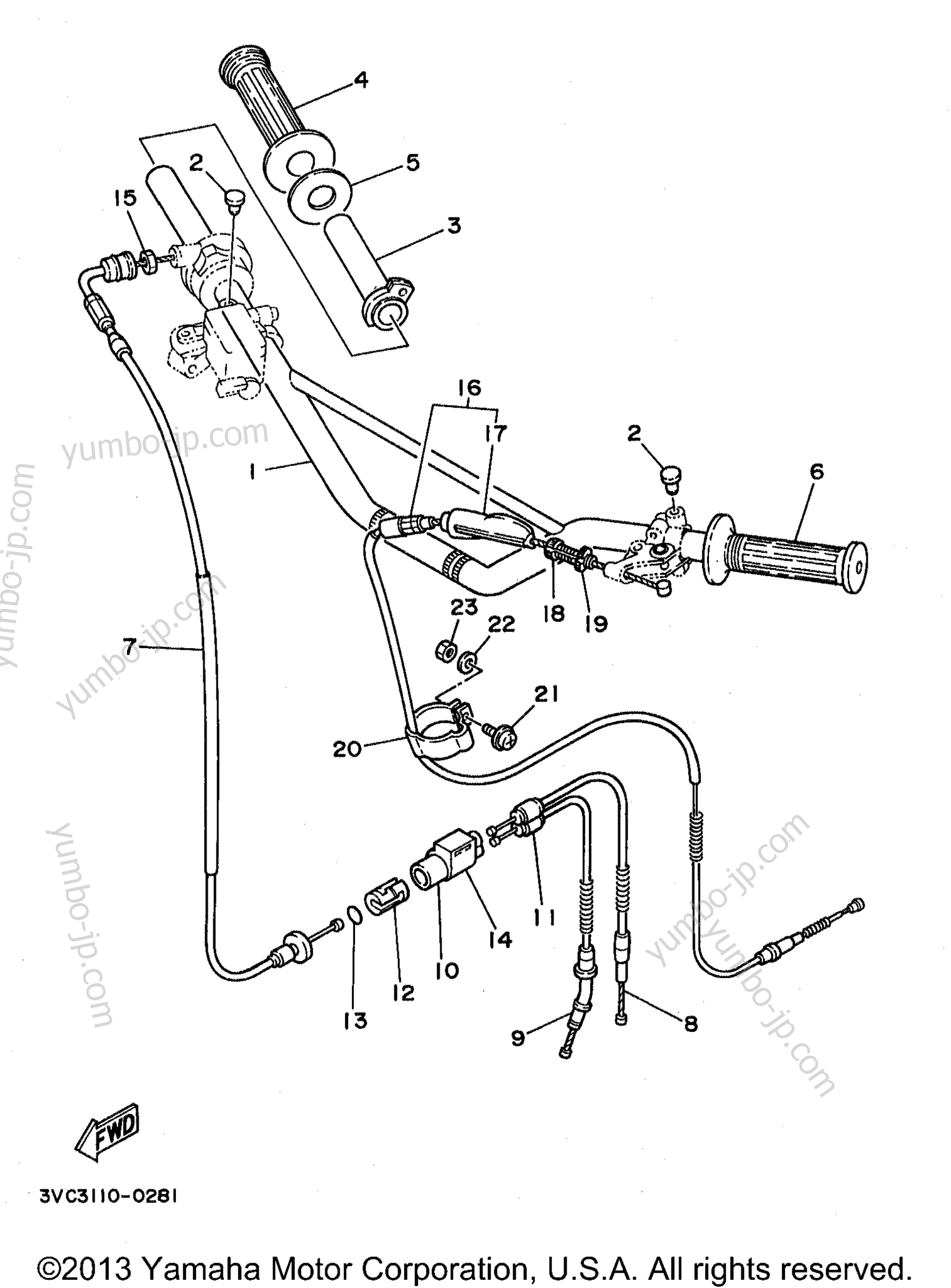 Steering Handle - Cable для мотоциклов YAMAHA RT180K 1998 г.