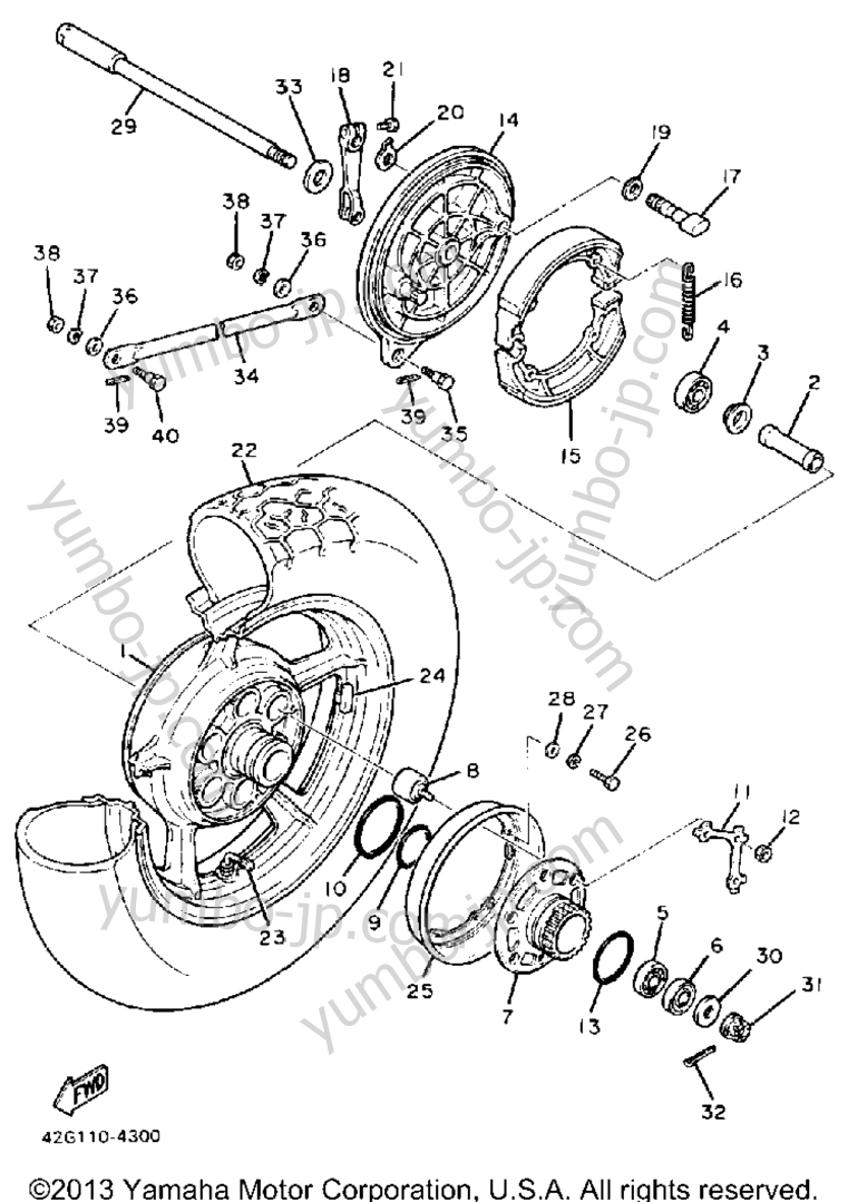 REAR WHEEL for motorcycles YAMAHA VIRAGO 1100 (XV1100U) 1988 year