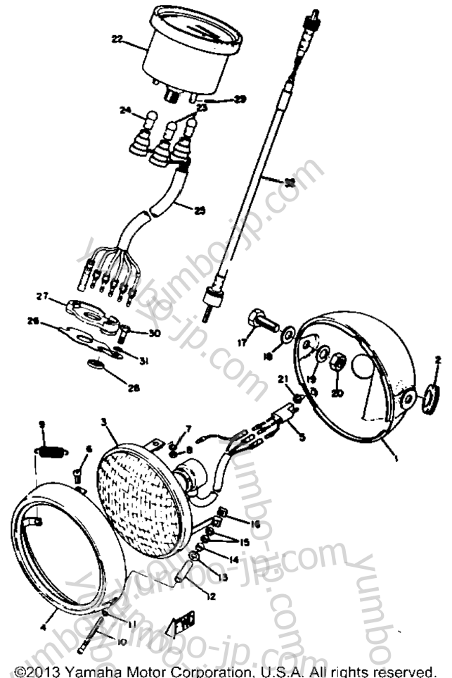 Head Lamp & Speedometer for motorcycles YAMAHA HT1B 1971 year