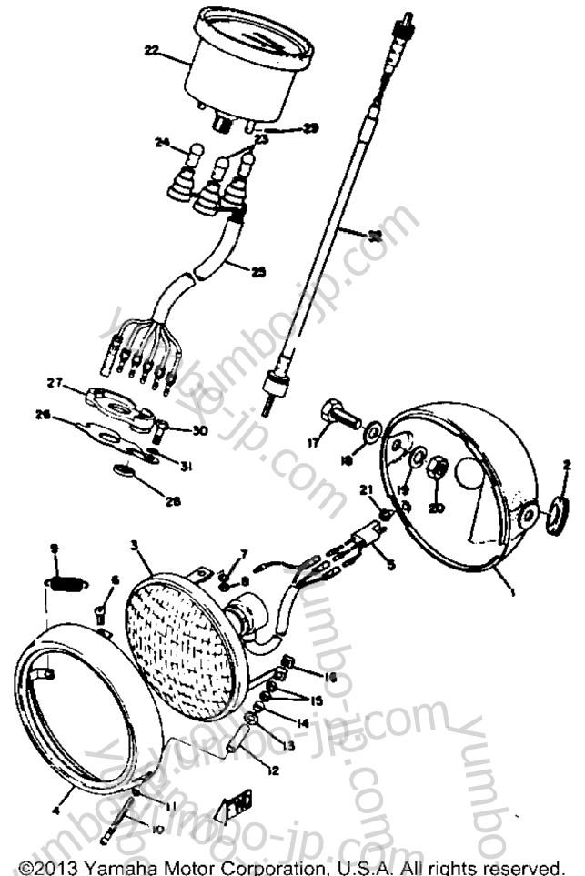 Head Lamp & Speedometer для мотоциклов YAMAHA HT1B 1971 г.