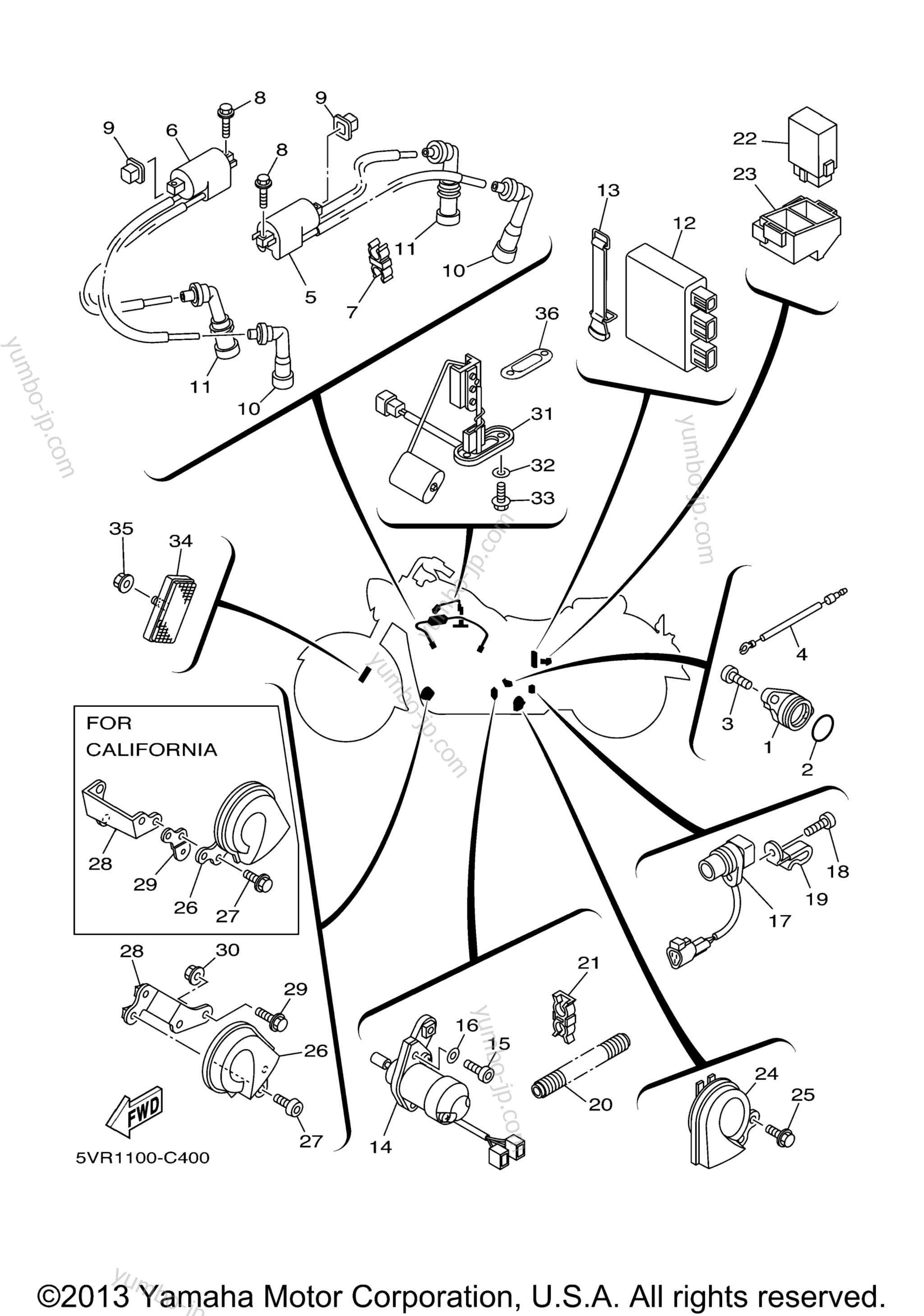 Electrical 1 для мотоциклов YAMAHA ROAD STAR SILVERADO (XV17ATVC) CA 2006 г.