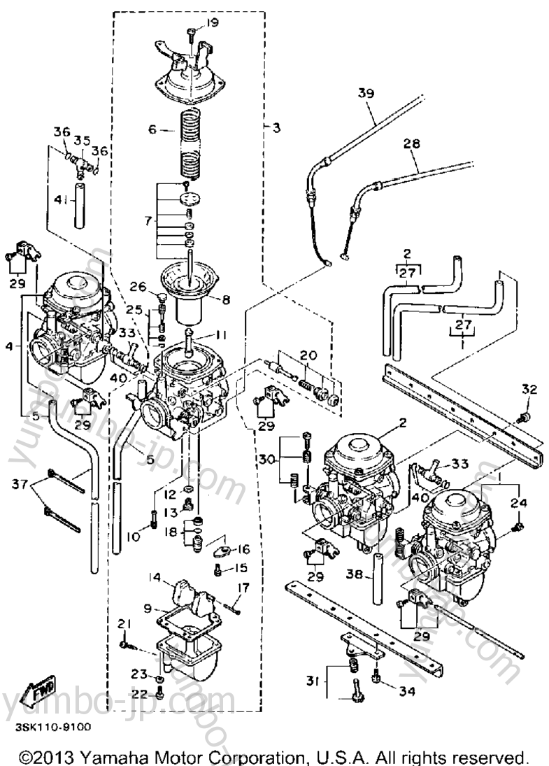 Carburetor Non California Model для мотоциклов YAMAHA FJ1200WC CA 1989 г.