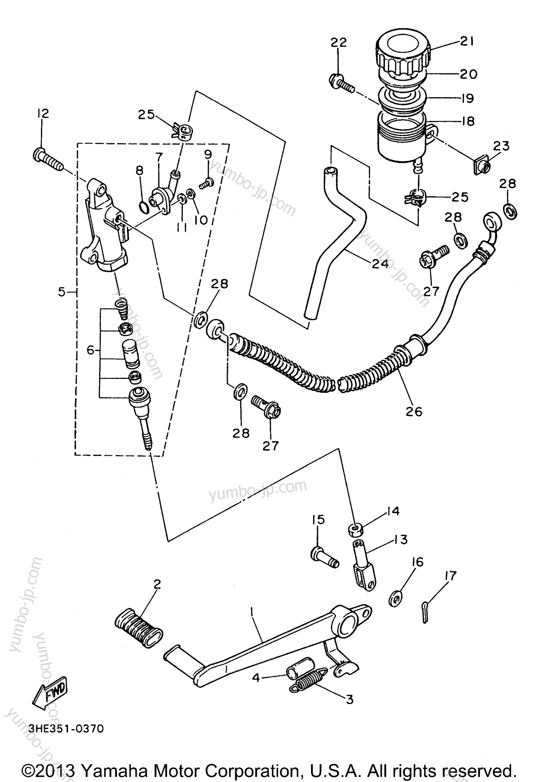 REAR MASTER CYLINDER for motorcycles YAMAHA FZR600RH 1996 year