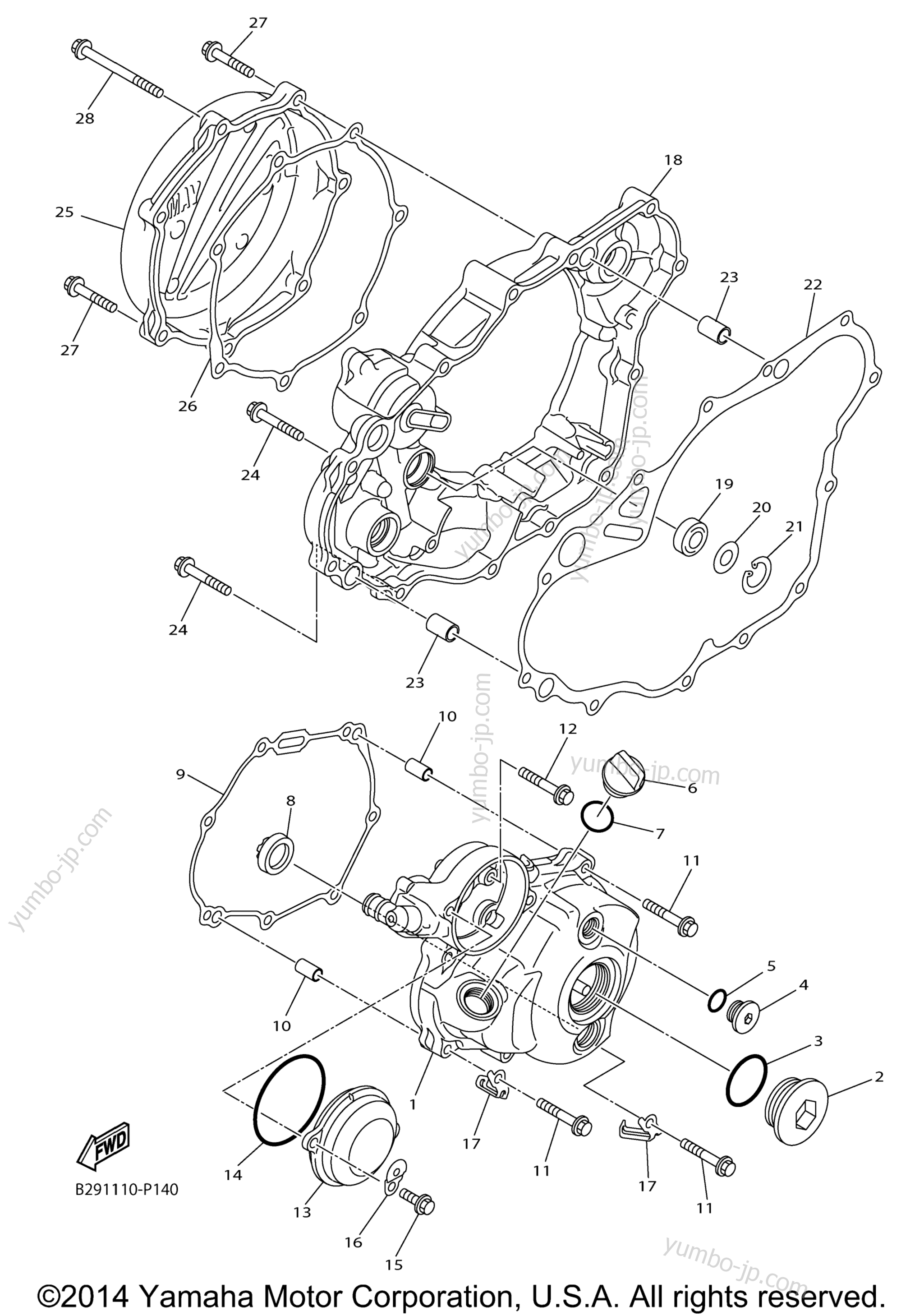 Crankcase Cover 1 для мотоциклов YAMAHA YZ250FX (YZ250FXF) 2015 г.