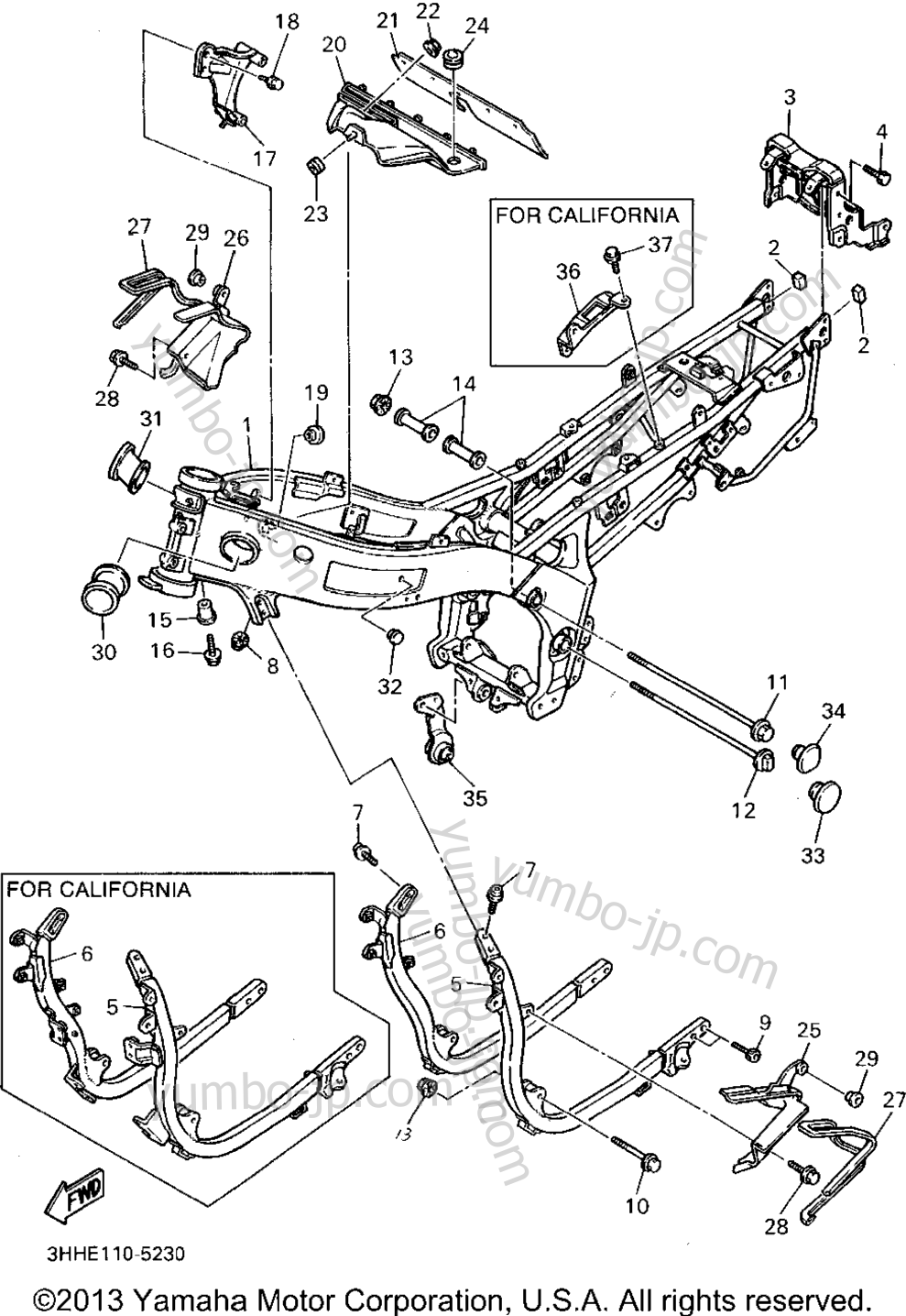 FRAME for motorcycles YAMAHA FZR600RG 1995 year